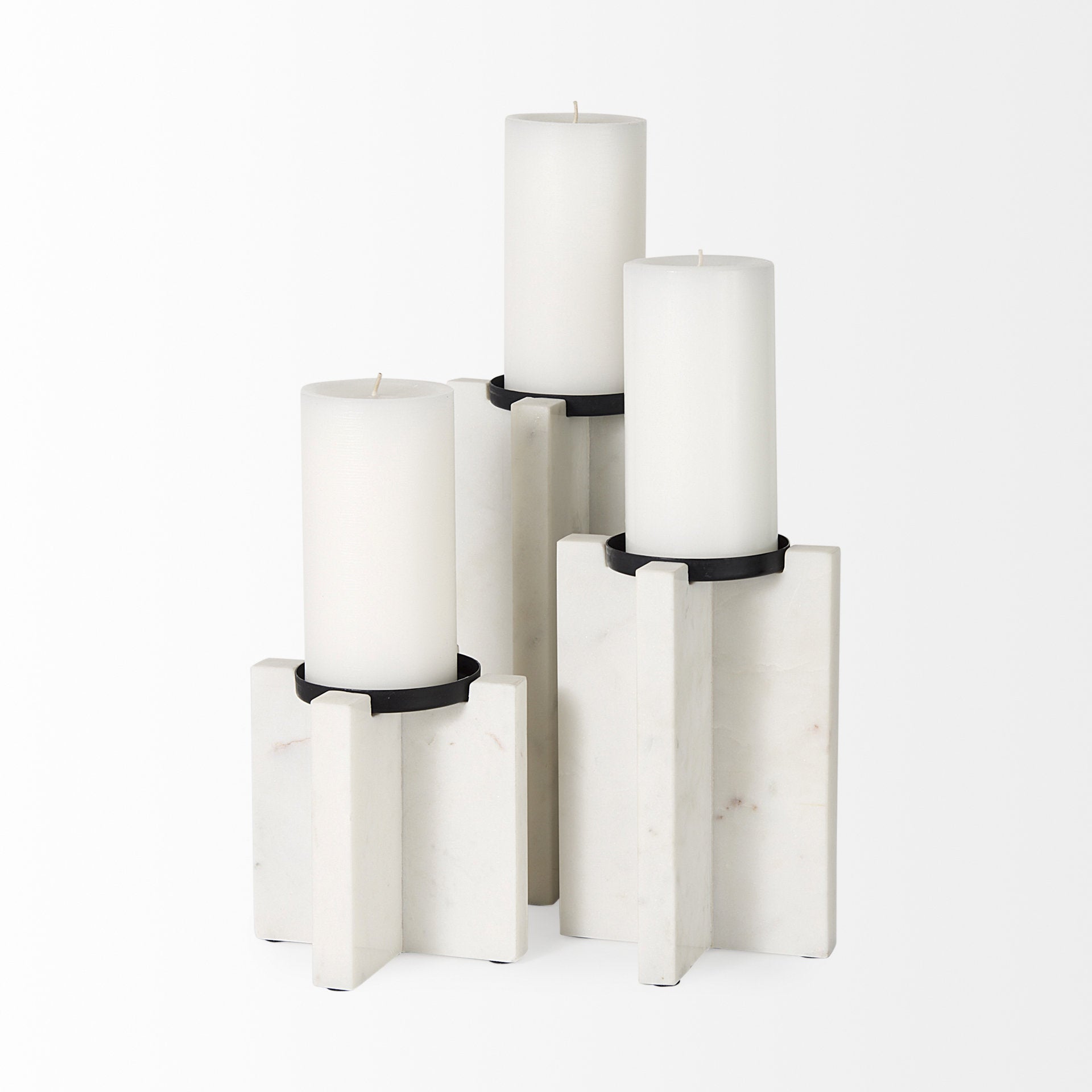Sophia 5.5"L x 3.5"W x 10.5"H Marble Candle Holder Large - Central Designs
