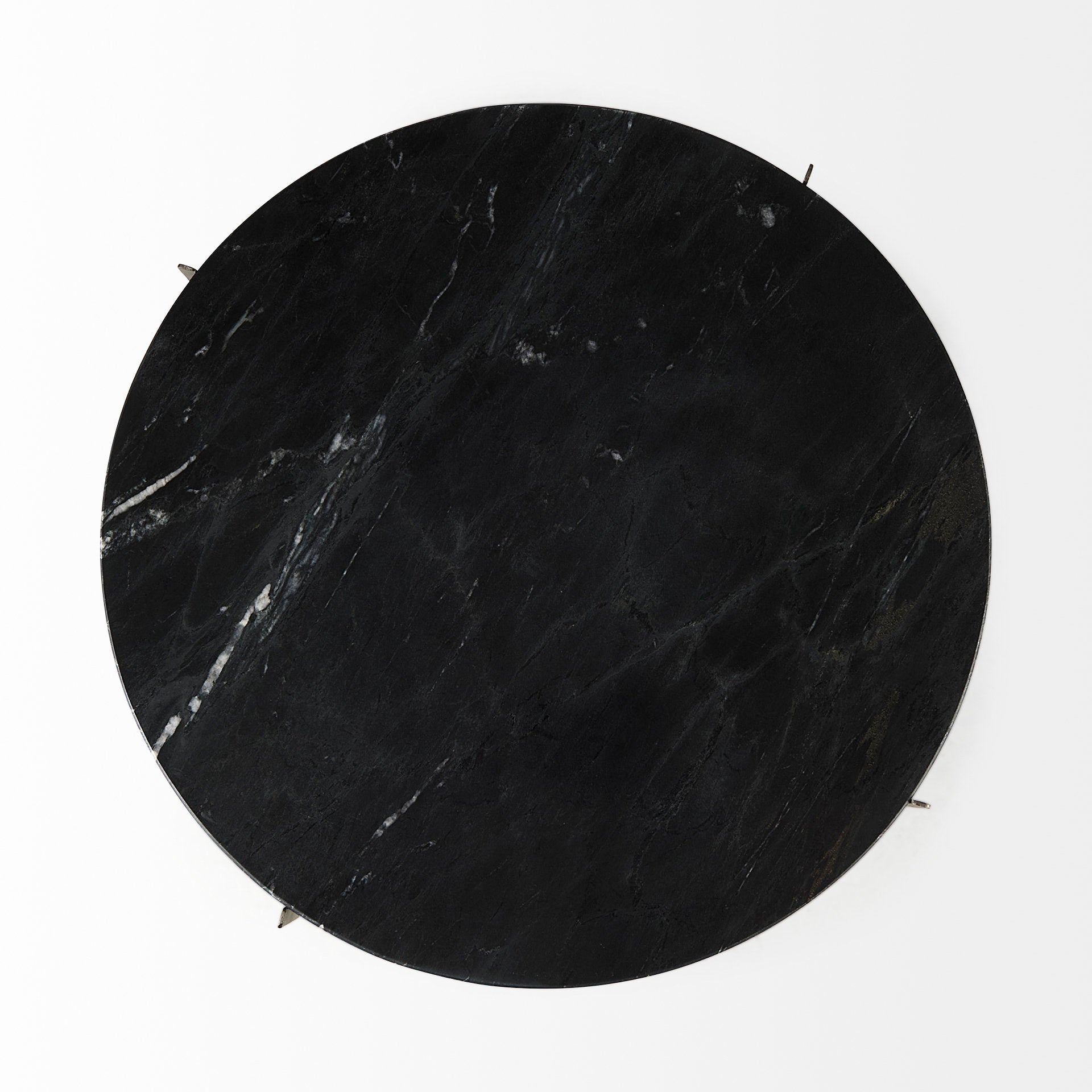 Reinhold II 21L x 21W x 21H Black Marble Top Iron Side Table - Central Designs