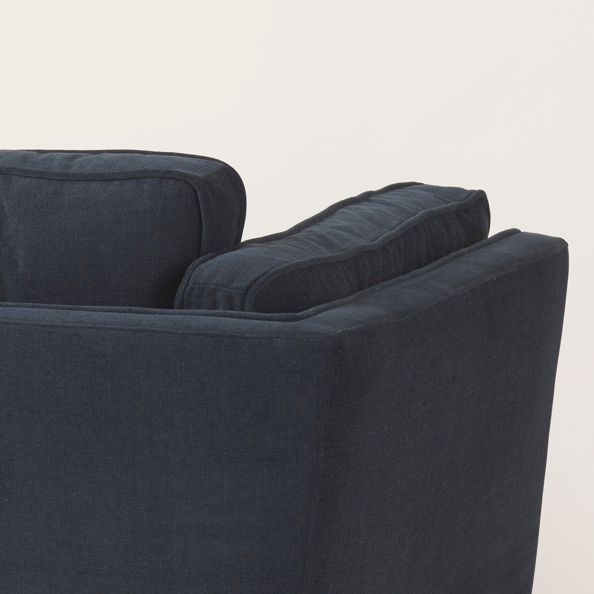 Brooks 41.7L x 34.8W x 33.5H Navy Blue Fabric Chair W/ Medium Brown Wooden Legs - Central Designs
