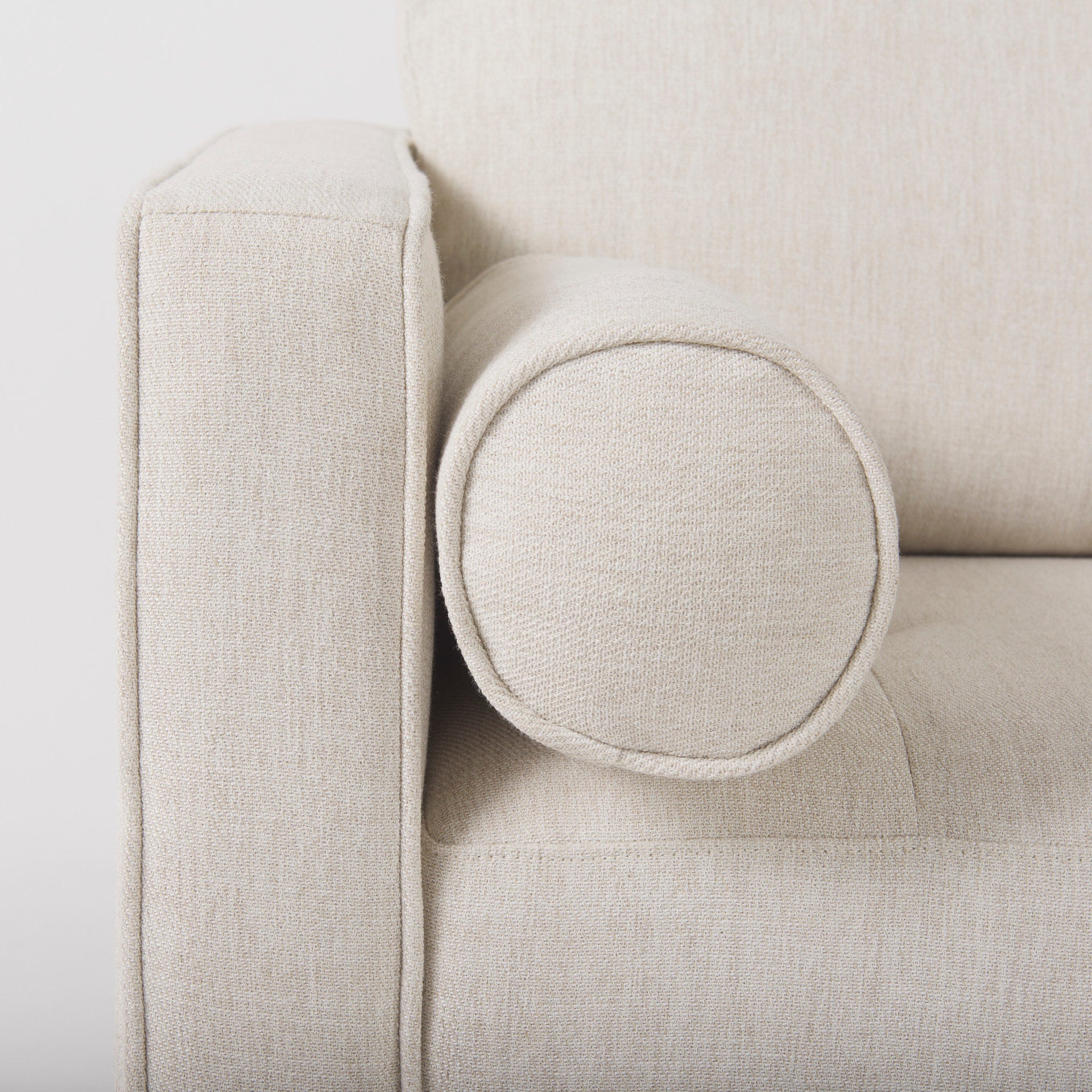 Loretta 40.7L x 36.2W x 33.9H Cream Fabric Chair W/ Two Bolster Cushions - Central Designs