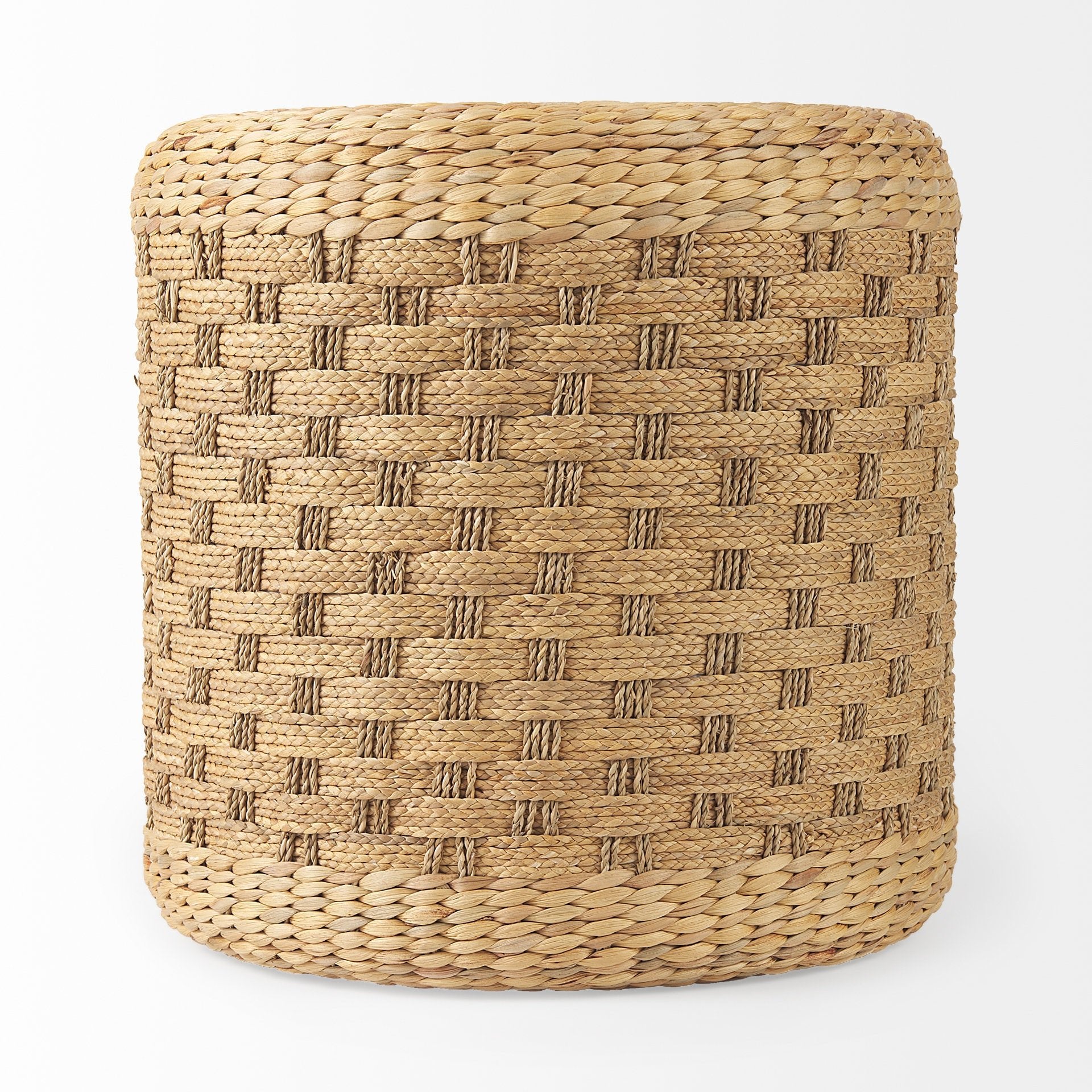 Michelle 17.7L x 17.7W x 17.7H Light Brown Woven Seagrass Round Pouf - Central Designs