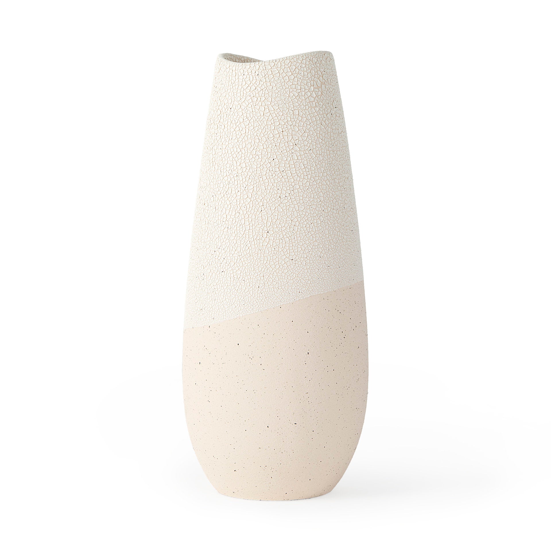 Salar 5.9L x 5.9W x 14.0H Cream Conical Crackled Ceramic Vase - Central Designs