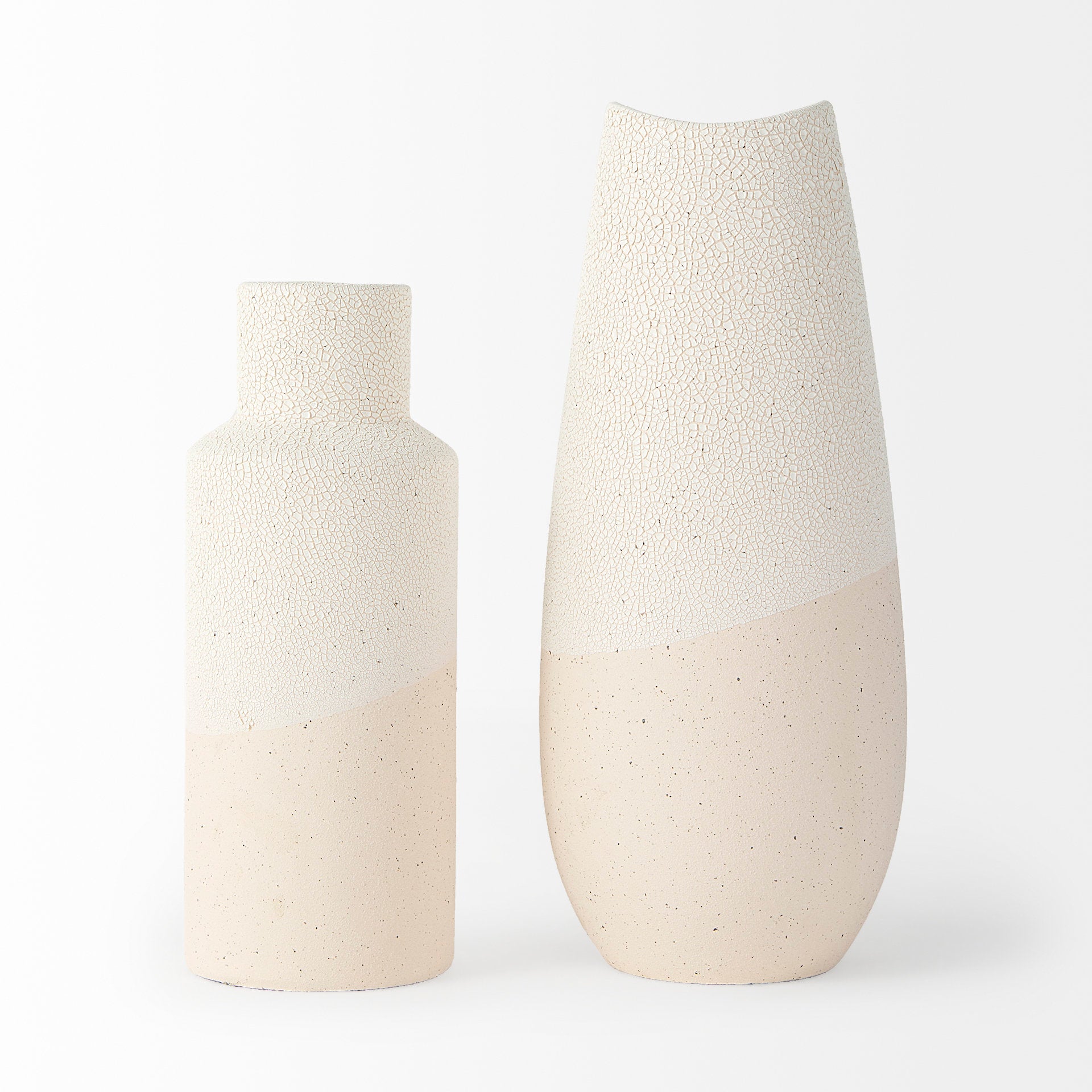 Salar 5.9L x 5.9W x 14.0H Cream Conical Crackled Ceramic Vase - Central Designs