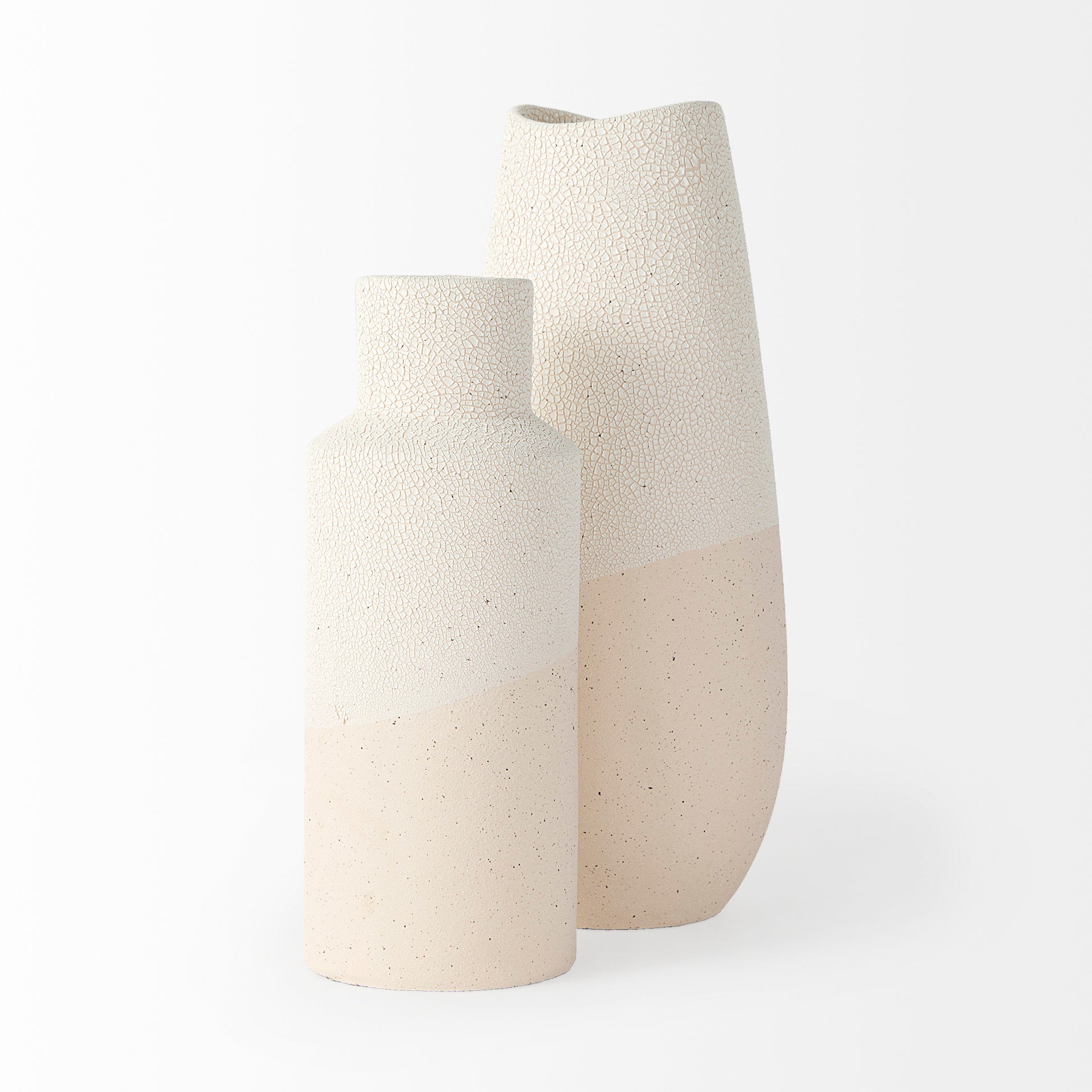 Salar 5.9L x 5.9W x 14.0H Cream Conical Crackled Ceramic Vase - Central Designs