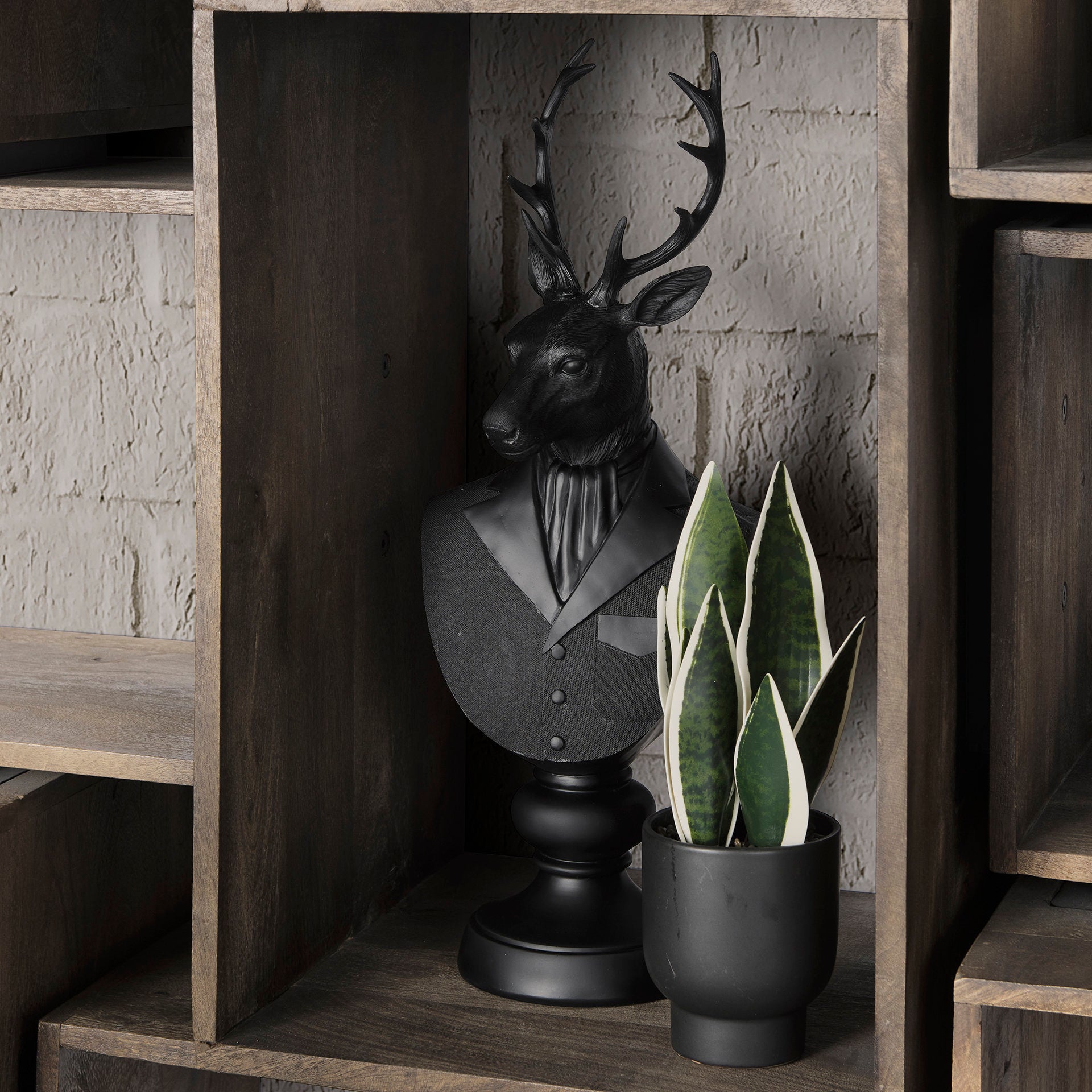 Mozart 8.2L x 6.0W x 22.5H Black Painted Resin Deer Bust - Central Designs