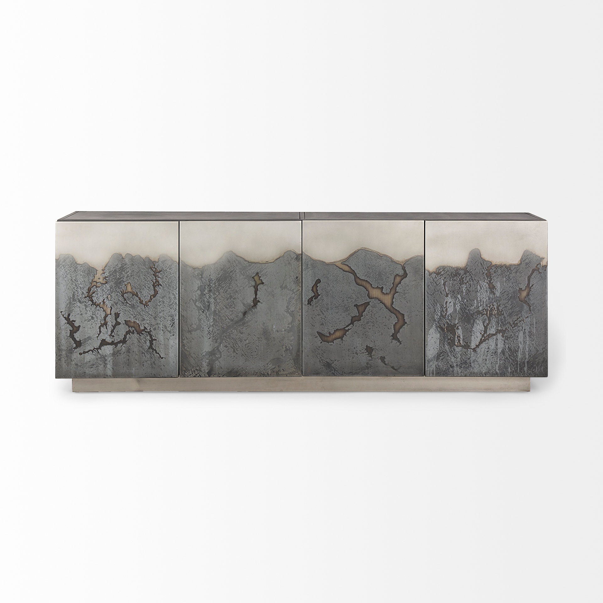 Roxdale 82.0L x 18.0W x 29.0H Acid Wash Metal Sideboard - Central Designs