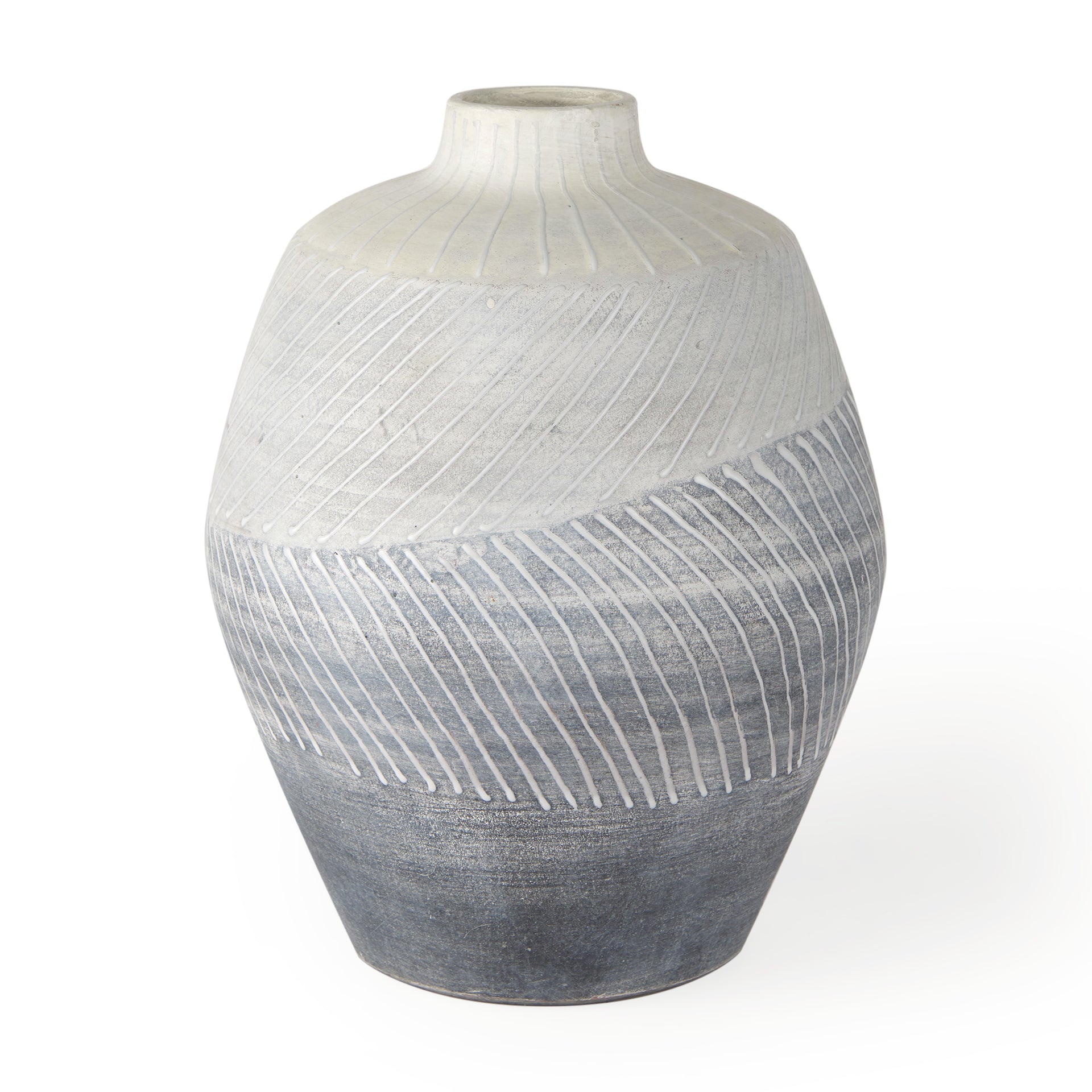 Blume 10H Off - White w/ Gray Textured Vase - Central Designs
