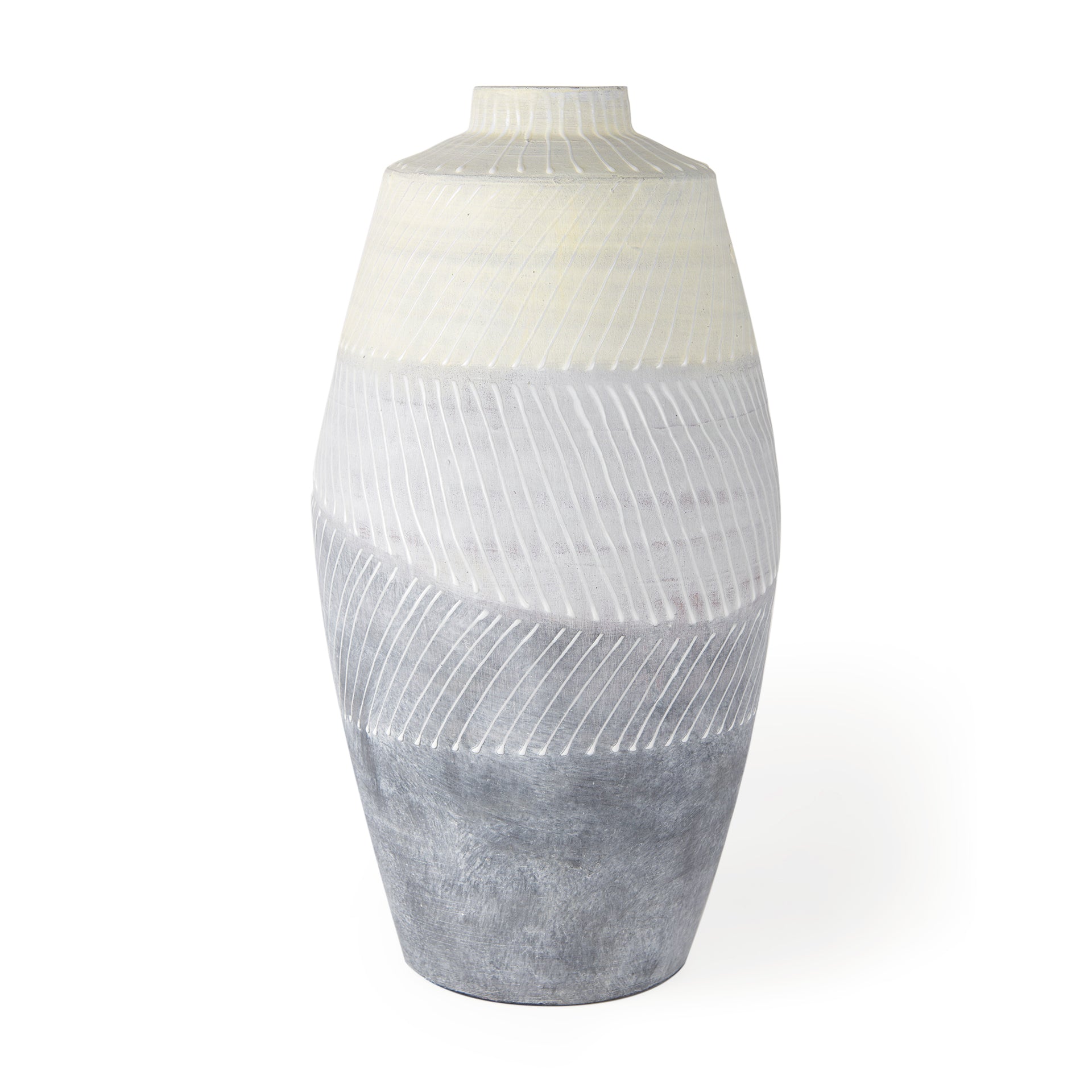 Blume 16.5H Off - White w/ Gray Textured Vase - Central Designs