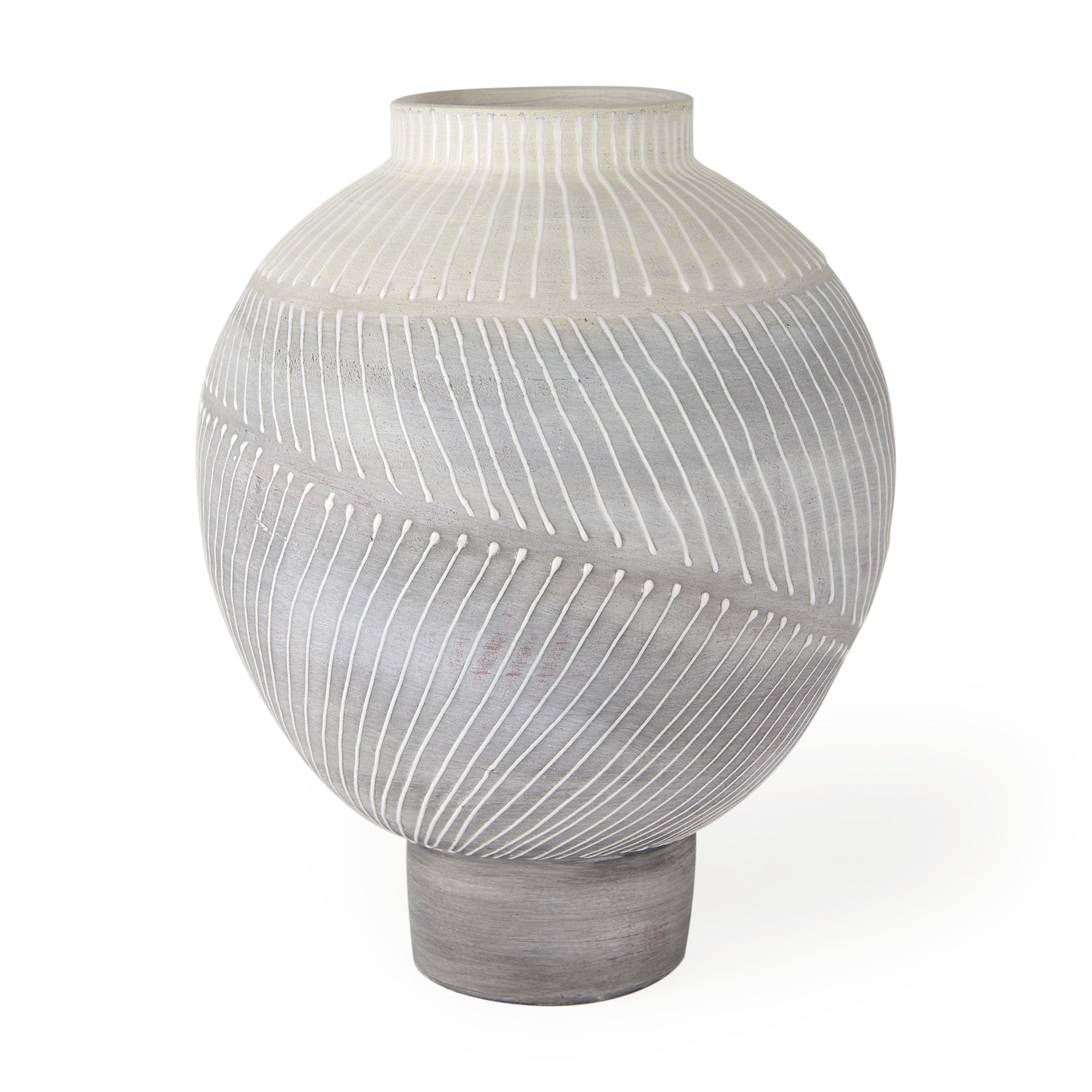 Blume 12.5H Off - White w/ Gray Textured Vase - Central Designs