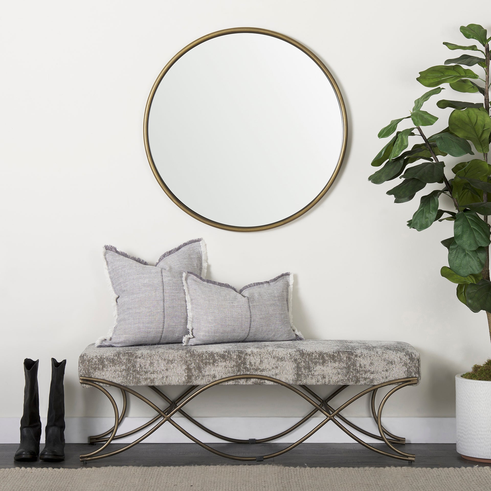 Thais 13L x 21W Gray Fabric Fringed Decorative Pillow Cover - Central Designs