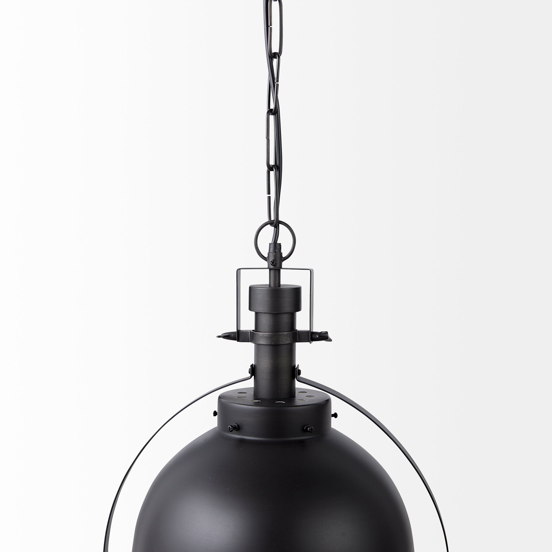 Leighton II 15x20 Black Metal Spherical Pendant Light - Central Designs