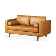 Svend 65.0L x 38.0W x 34.0H Tan Leather Love Seat Sofa - Central Designs