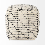 Aarohi 16.0L x 16.0W x 16.0H Cream/Black Cotton Patterned Pouf - Central Designs