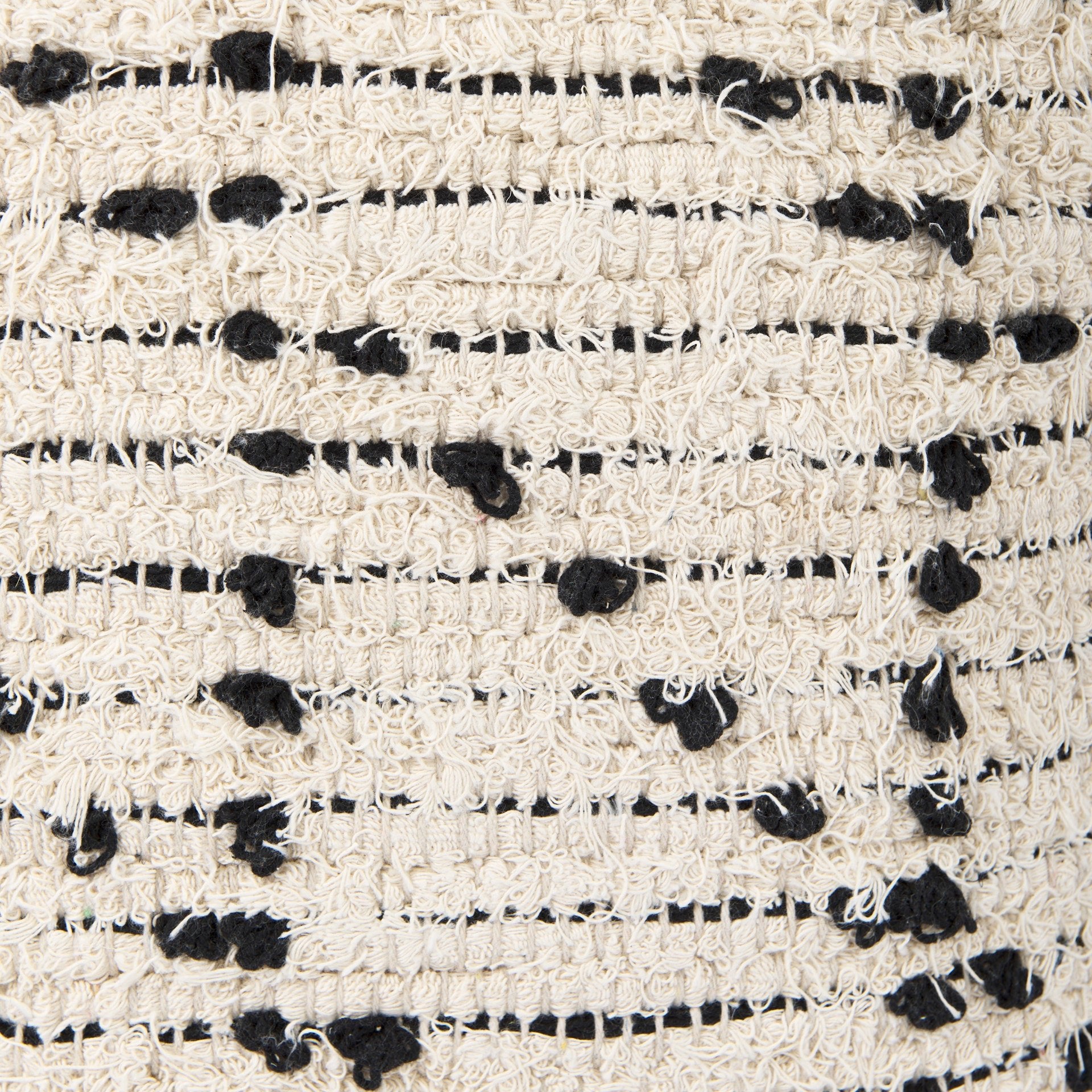 Aarohi 16.0L x 16.0W x 16.0H Cream/Black Cotton Patterned Pouf - Central Designs