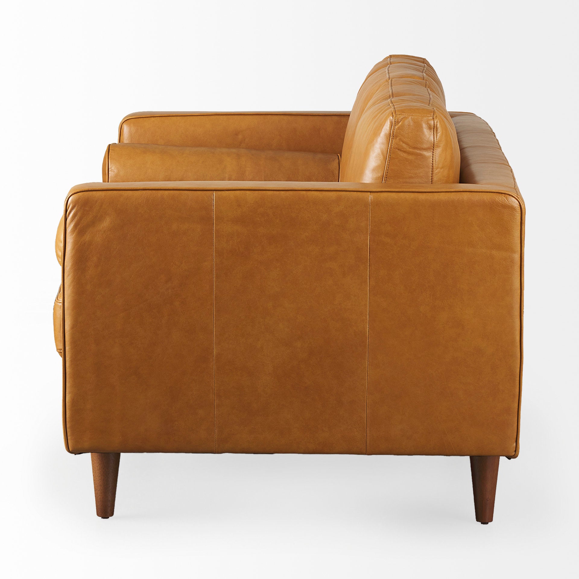 Svend 65.0L x 38.0W x 34.0H Tan Leather Love Seat Sofa - Central Designs