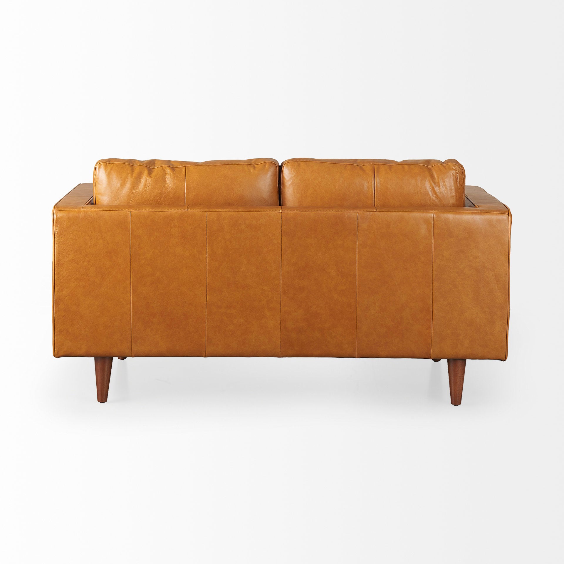 Svend 65.0L x 38.0W x 34.0H Tan Leather Love Seat Sofa - Central Designs