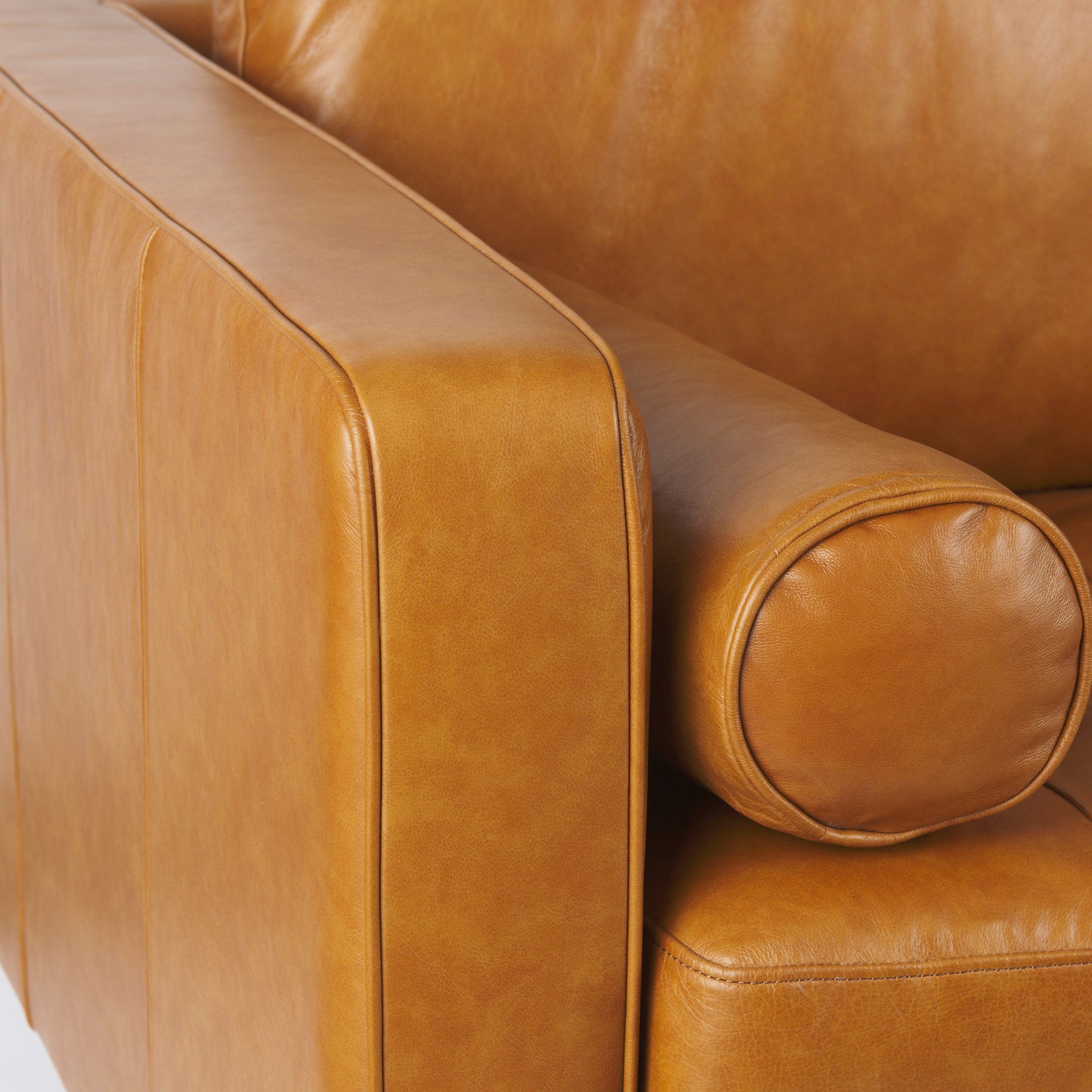 Svend 65.0L x 38.0W x 34.0H Tan Leather Love Seat Sofa - Central Designs