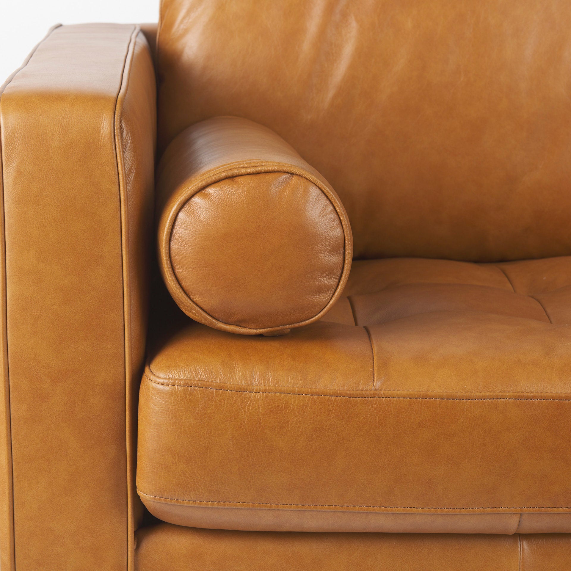 Svend 65.0L x 38.0W x 34.0H Tan Leather Love Seat Sofa - Central Designs