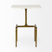 Preston 17.3L x 11.3W x 22.8H White Marble Top W/Gold Metal Accent Table - Central Designs