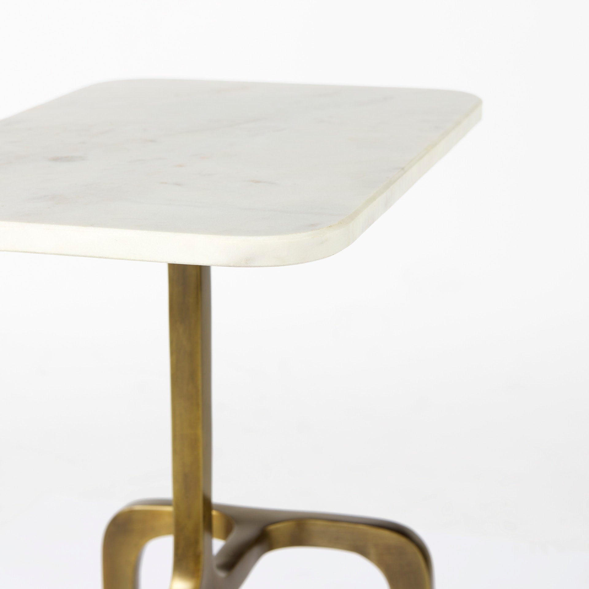 Preston 17.3L x 11.3W x 22.8H White Marble Top W/Gold Metal Accent Table - Central Designs