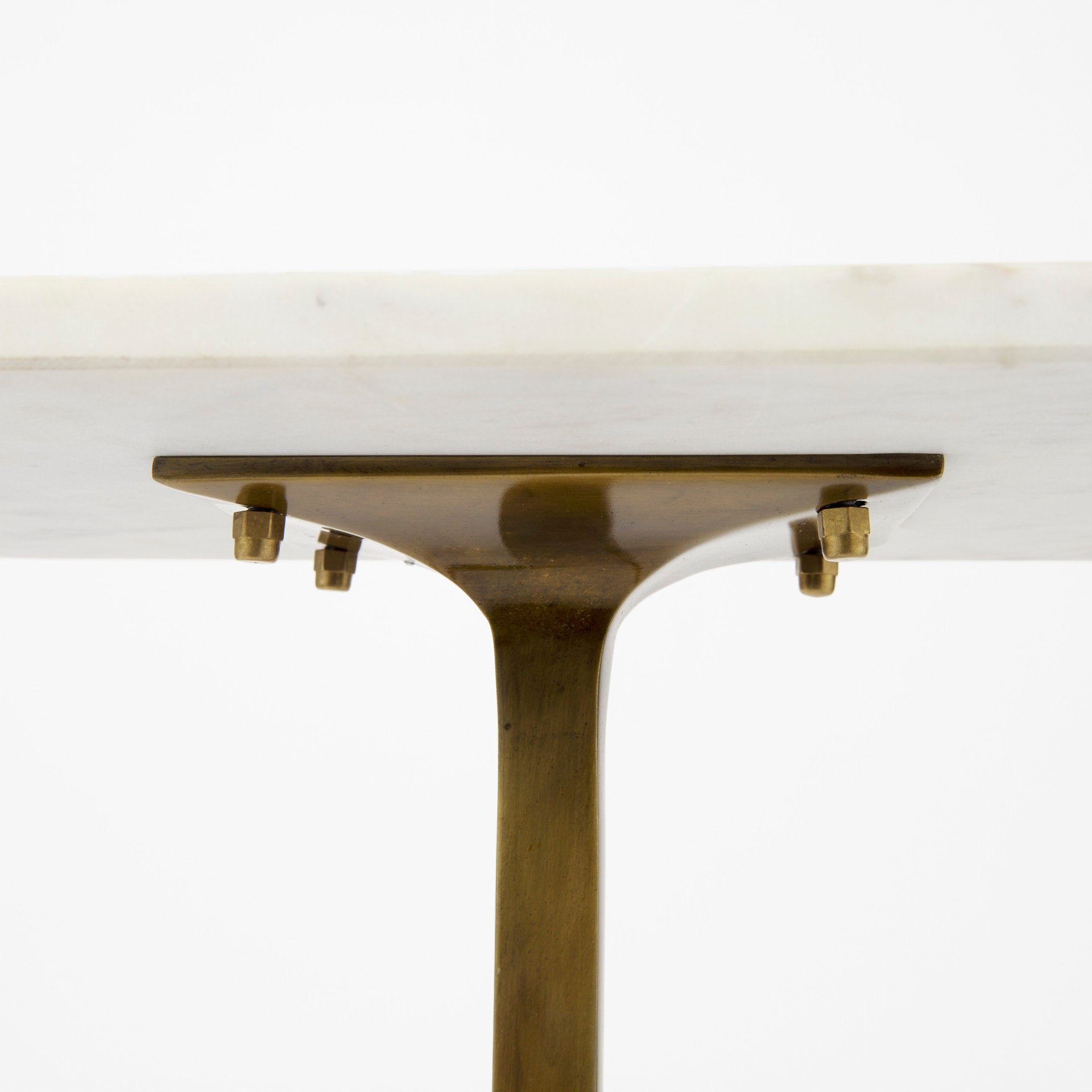 Preston 17.3L x 11.3W x 22.8H White Marble Top W/Gold Metal Accent Table - Central Designs