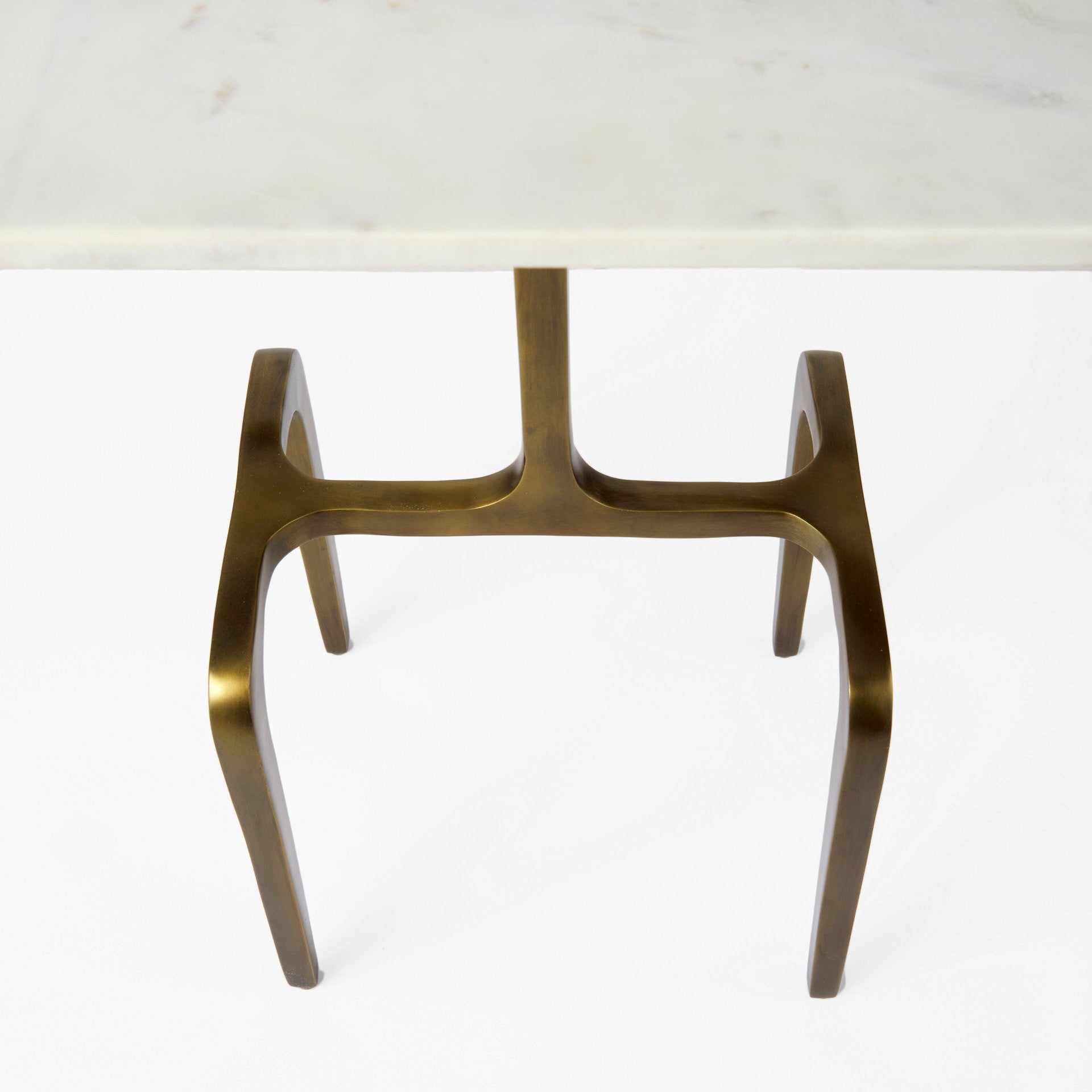 Preston 17.3L x 11.3W x 22.8H White Marble Top W/Gold Metal Accent Table - Central Designs