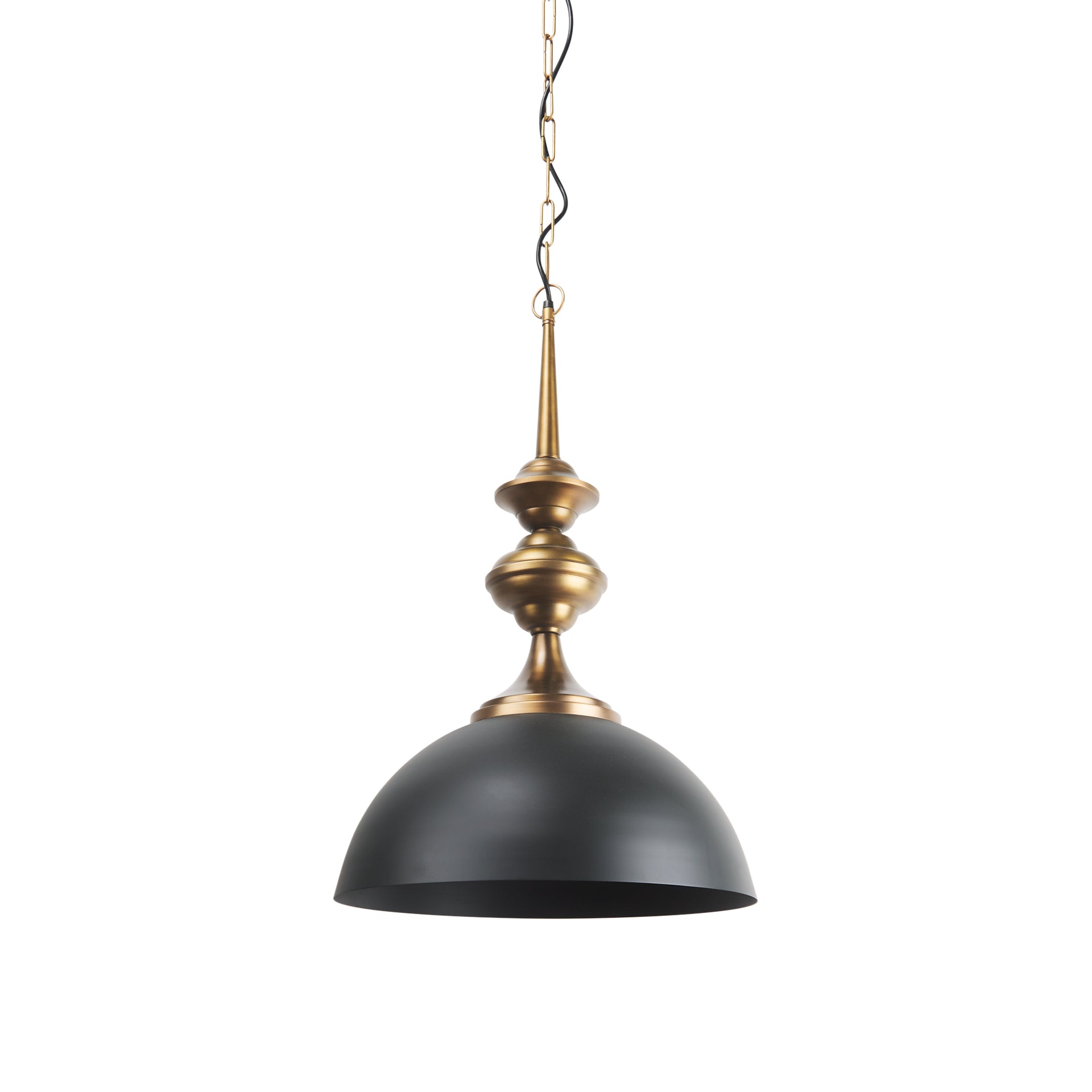Willson 17.0L x 17.0W x 29.0H Black Iron W/Antique Brass Dome Pendant Light - Central Designs