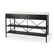 Amika White Marble Top Black Metal Base Kitchen Island - Central Designs