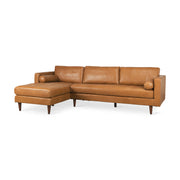 Svend 111.4L x 68.0W x 33.9H Tan Leather Left Chaise Sectional Sofa - Central Designs