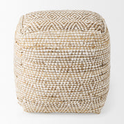 Ekani 16.0L x 16.0W x 16.0H Cream/Beige Cotton Pouf - Central Designs