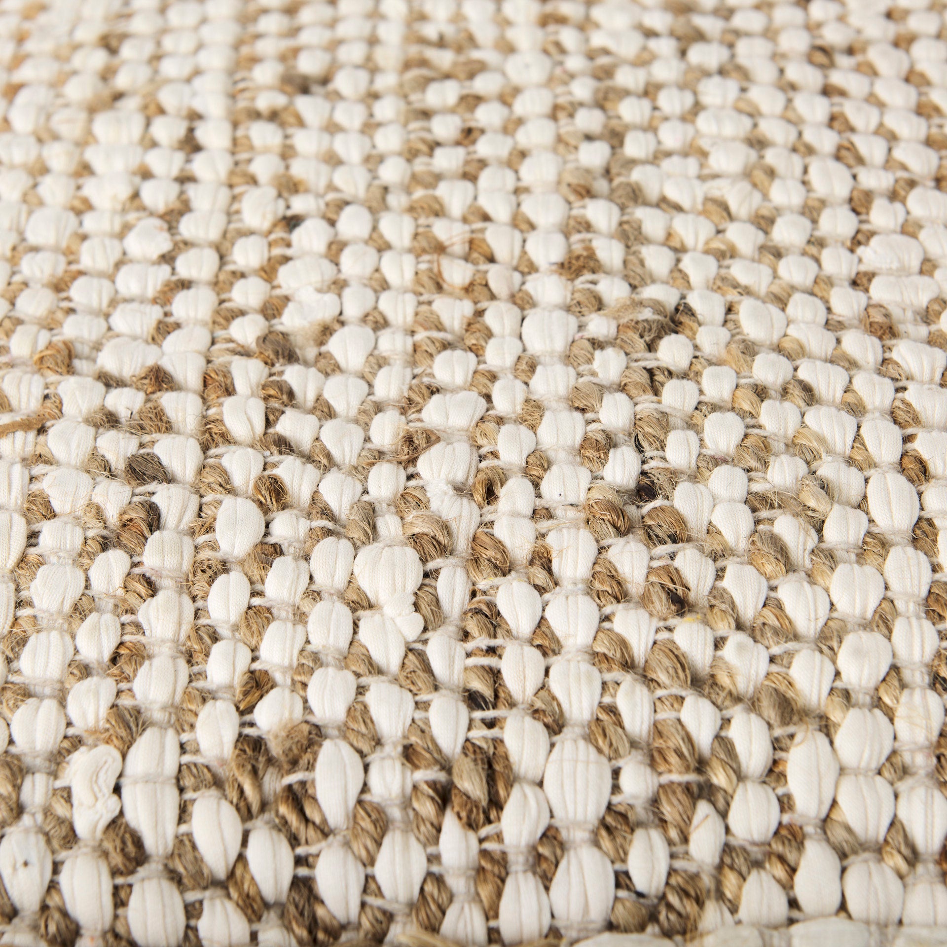 Ekani 16.0L x 16.0W x 16.0H Cream/Beige Cotton Pouf - Central Designs