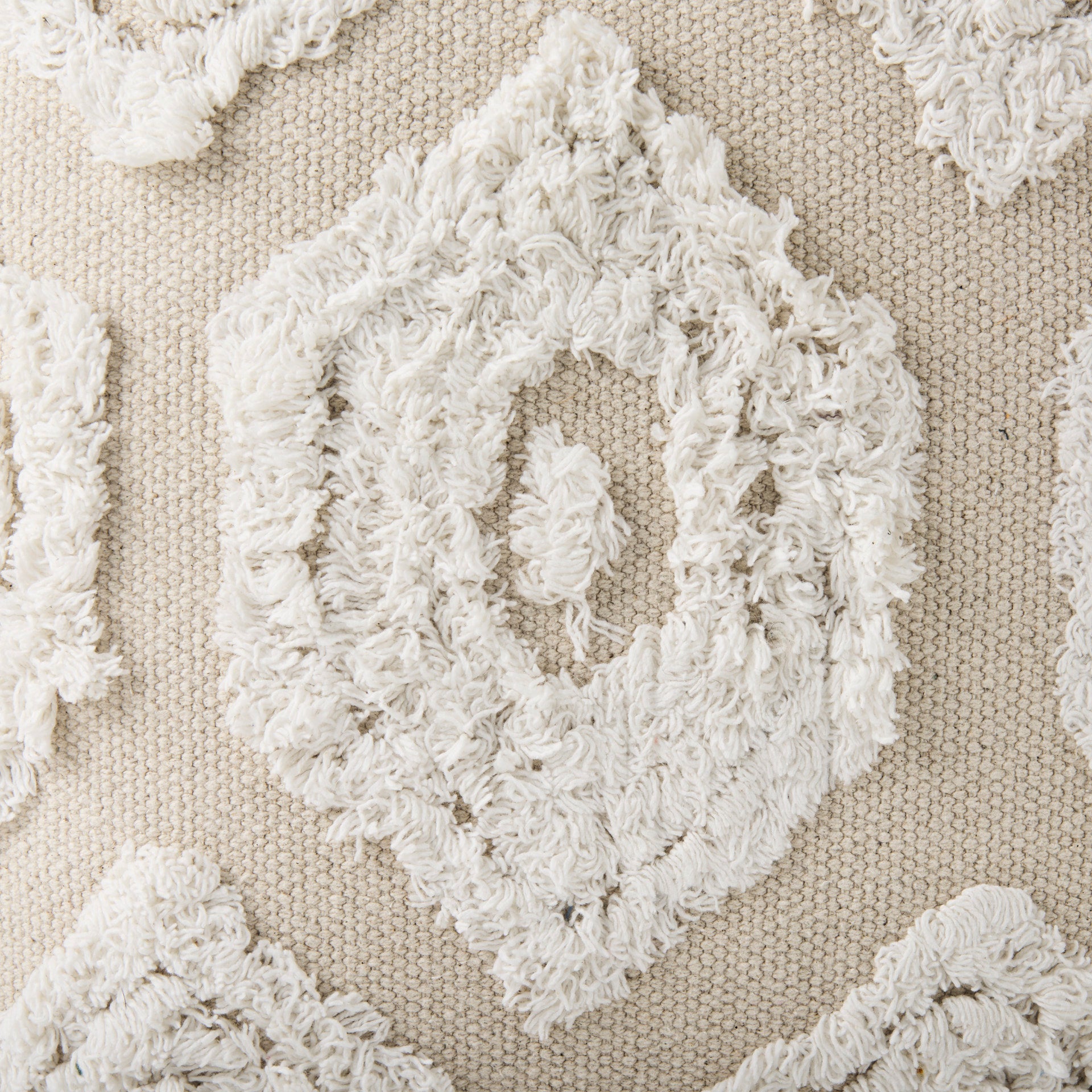 Ekanta 16.0L x 16.0W x 16.0H Cream/Beige Patterned Cotton Pouf - Central Designs