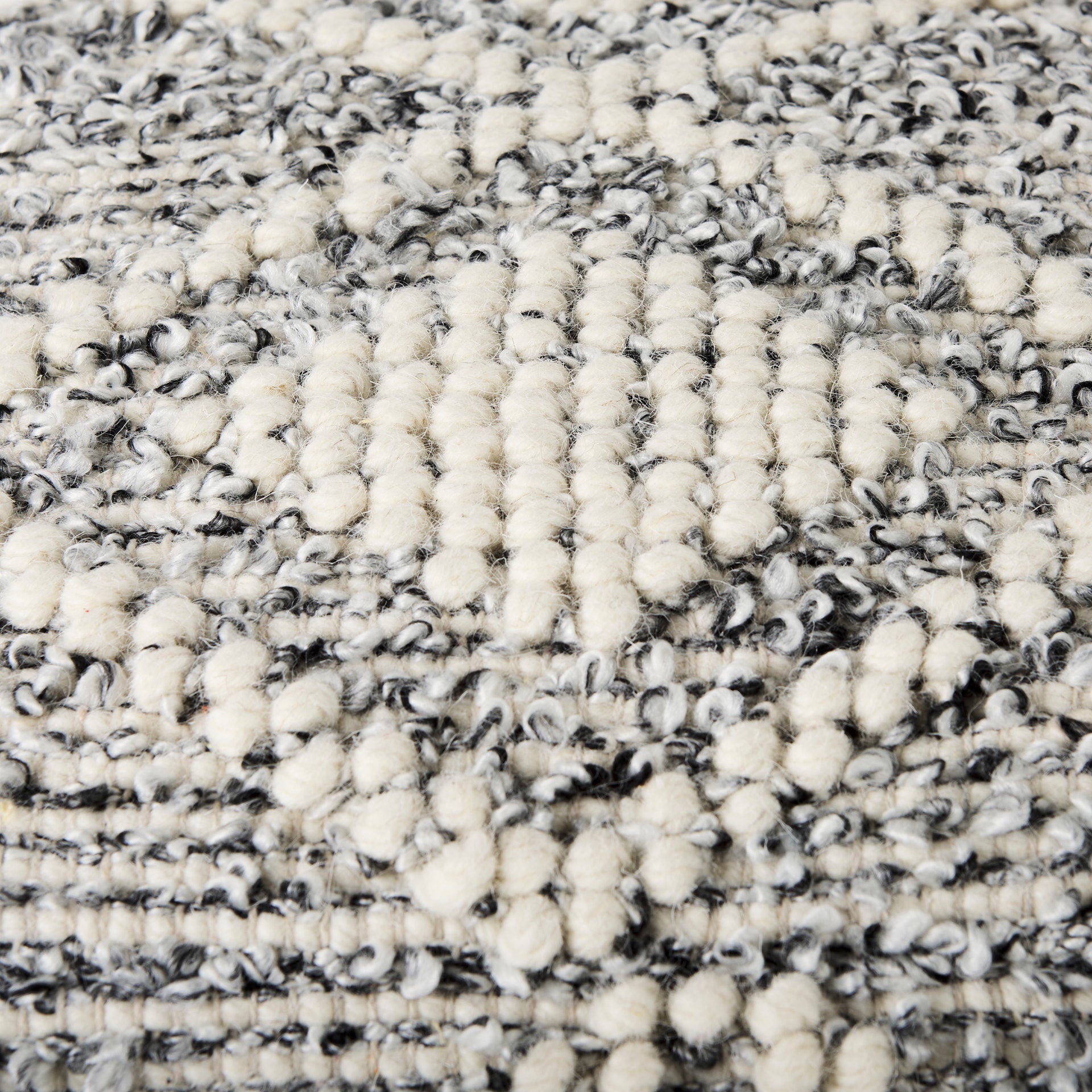 Ekiya 16.0L x 16.0W x 16.0H Black/White Yarn and Wool Patterened Pouf - Central Designs