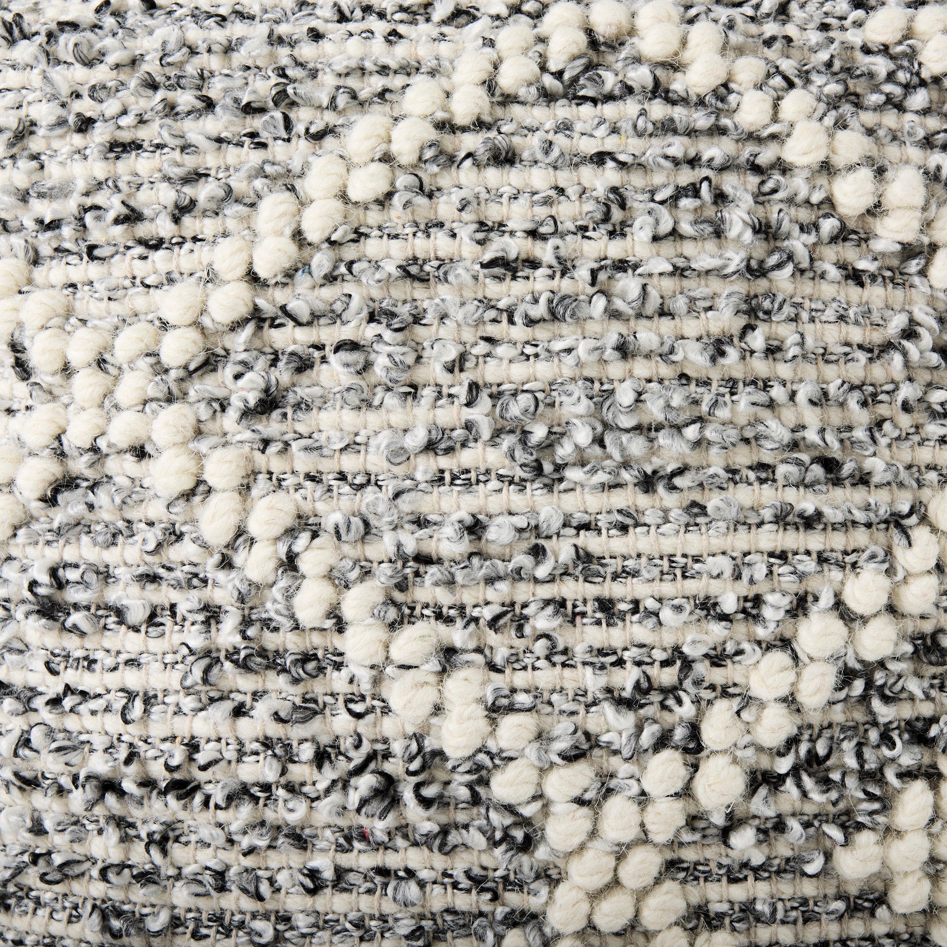 Ekiya 16.0L x 16.0W x 16.0H Black/White Yarn and Wool Patterened Pouf - Central Designs