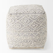 Farida 6.0L x 16.0W x 16.0H Light Gray Wool and Polyester Patterned Pouf - Central Designs
