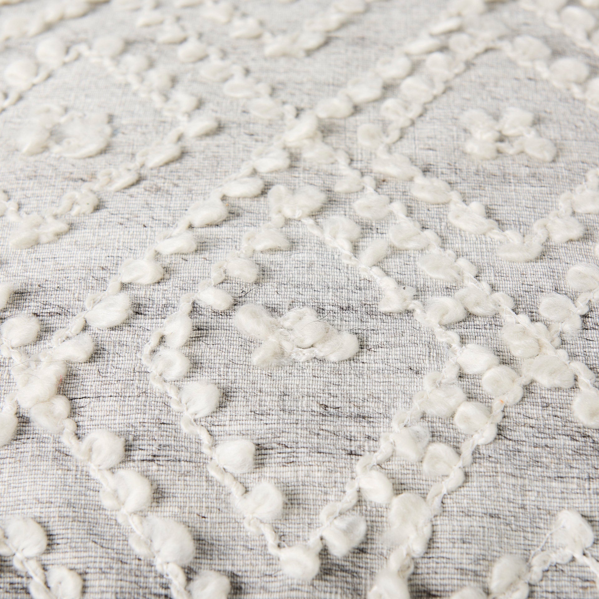 Farida 6.0L x 16.0W x 16.0H Light Gray Wool and Polyester Patterned Pouf - Central Designs