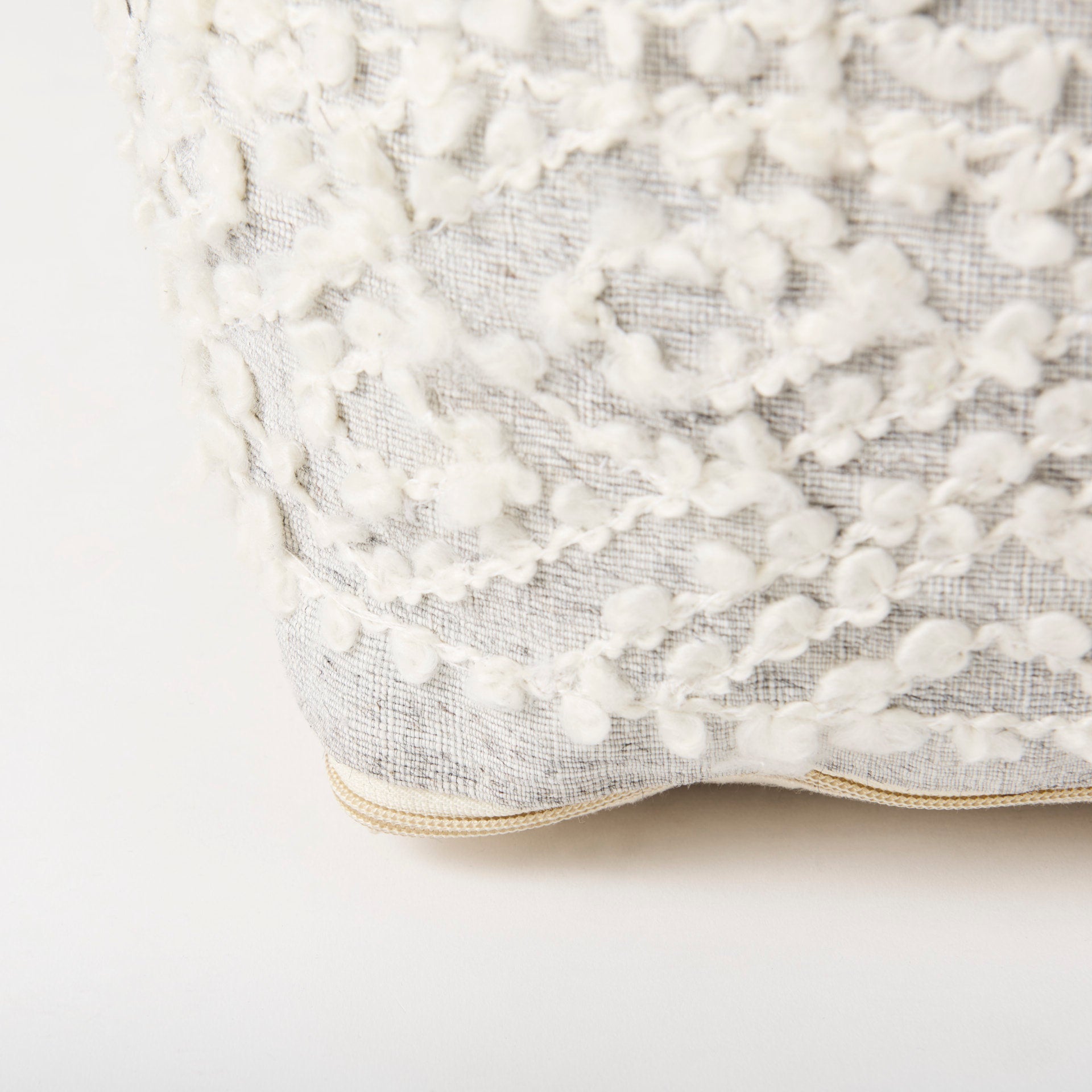 Farida 6.0L x 16.0W x 16.0H Light Gray Wool and Polyester Patterned Pouf - Central Designs