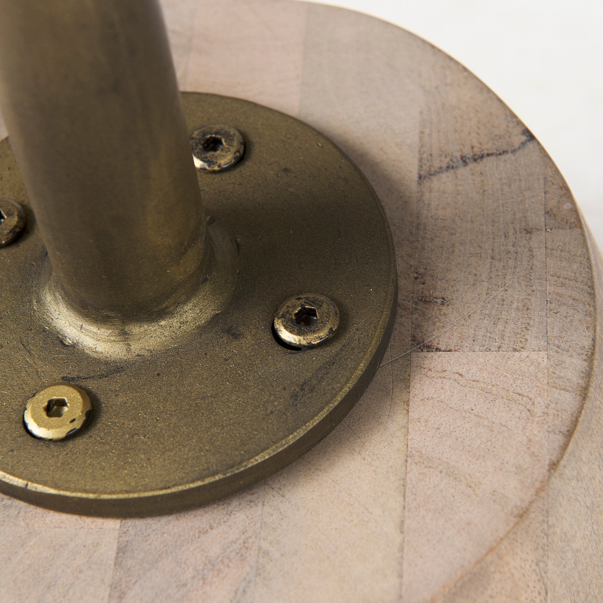 Maxwell 20" Round Light Brown Wood w/ Gold Metal Pedestal Side Table - Central Designs