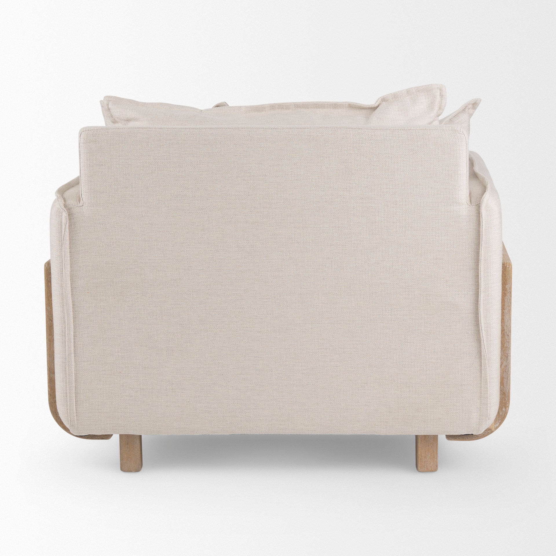 Roy II Beige Upholstered and Brown Wood Frame Arm Chair