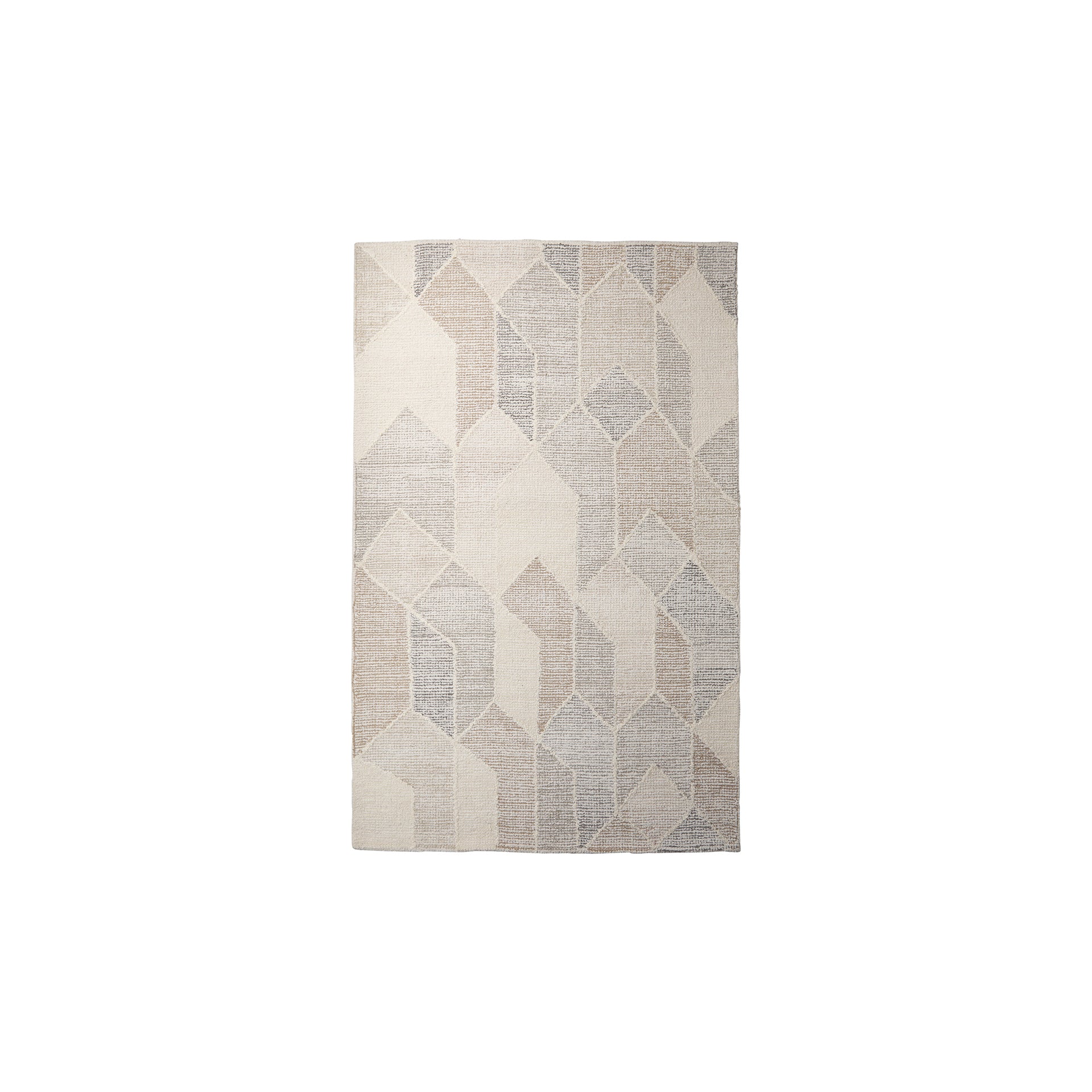 Kolt 5x8 Neutral Geometric Patterned Wool Area Rug - Central Designs