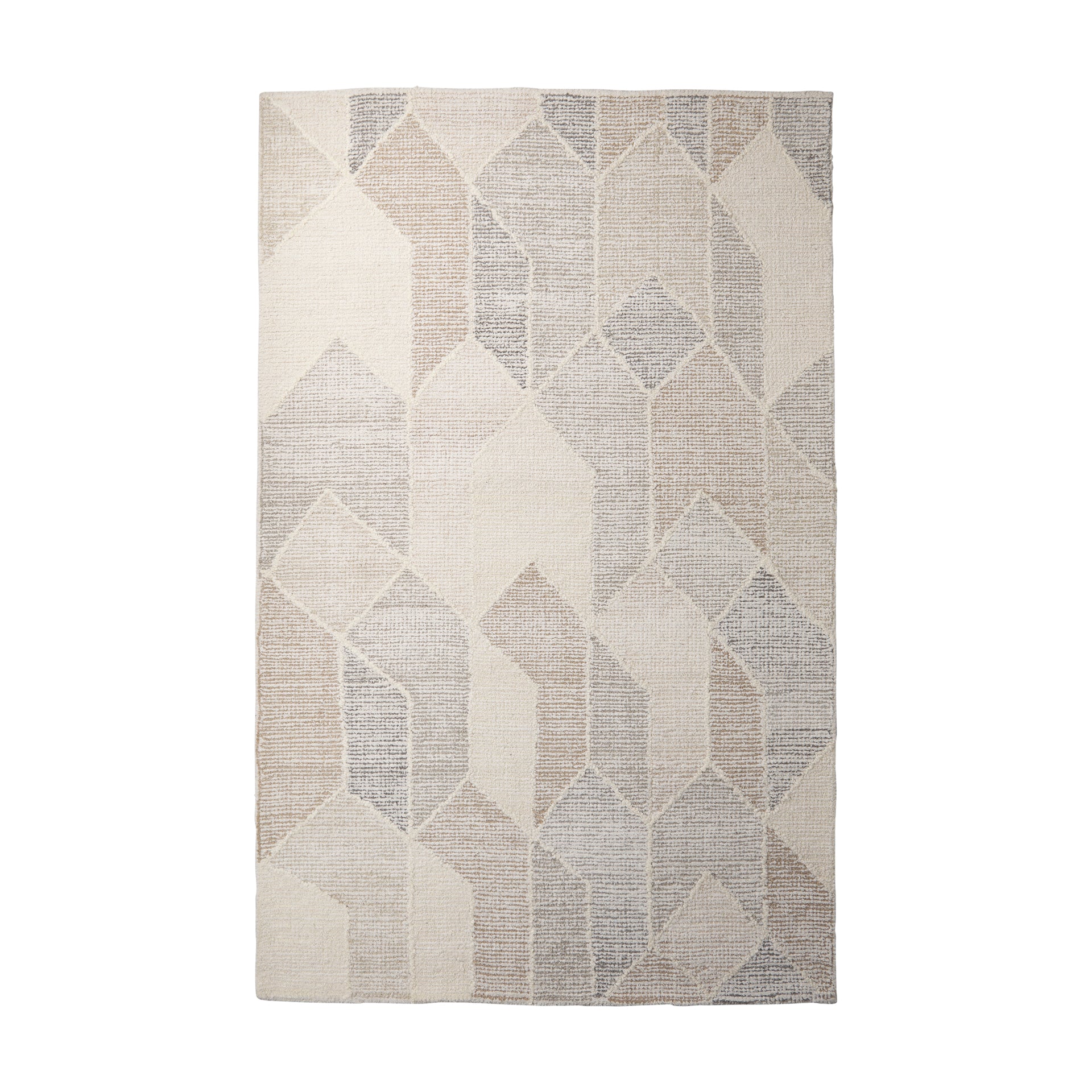 Kolt 9x12 Neutral Geometric Patterned Wool Area Rug - Central Designs