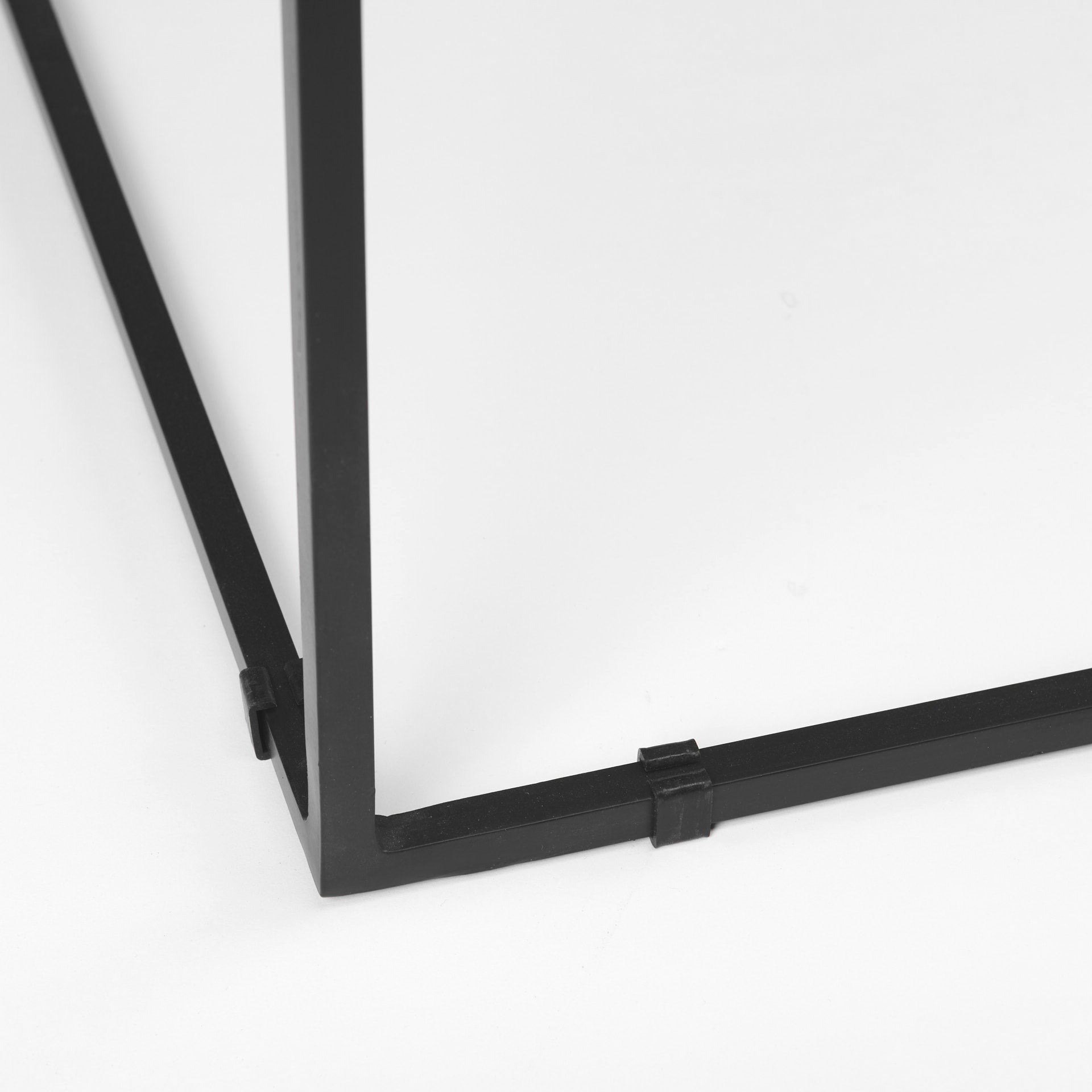 Nathan II 18" x 20" Square Top White Marble and Black Metal End/Side Table - Central Designs