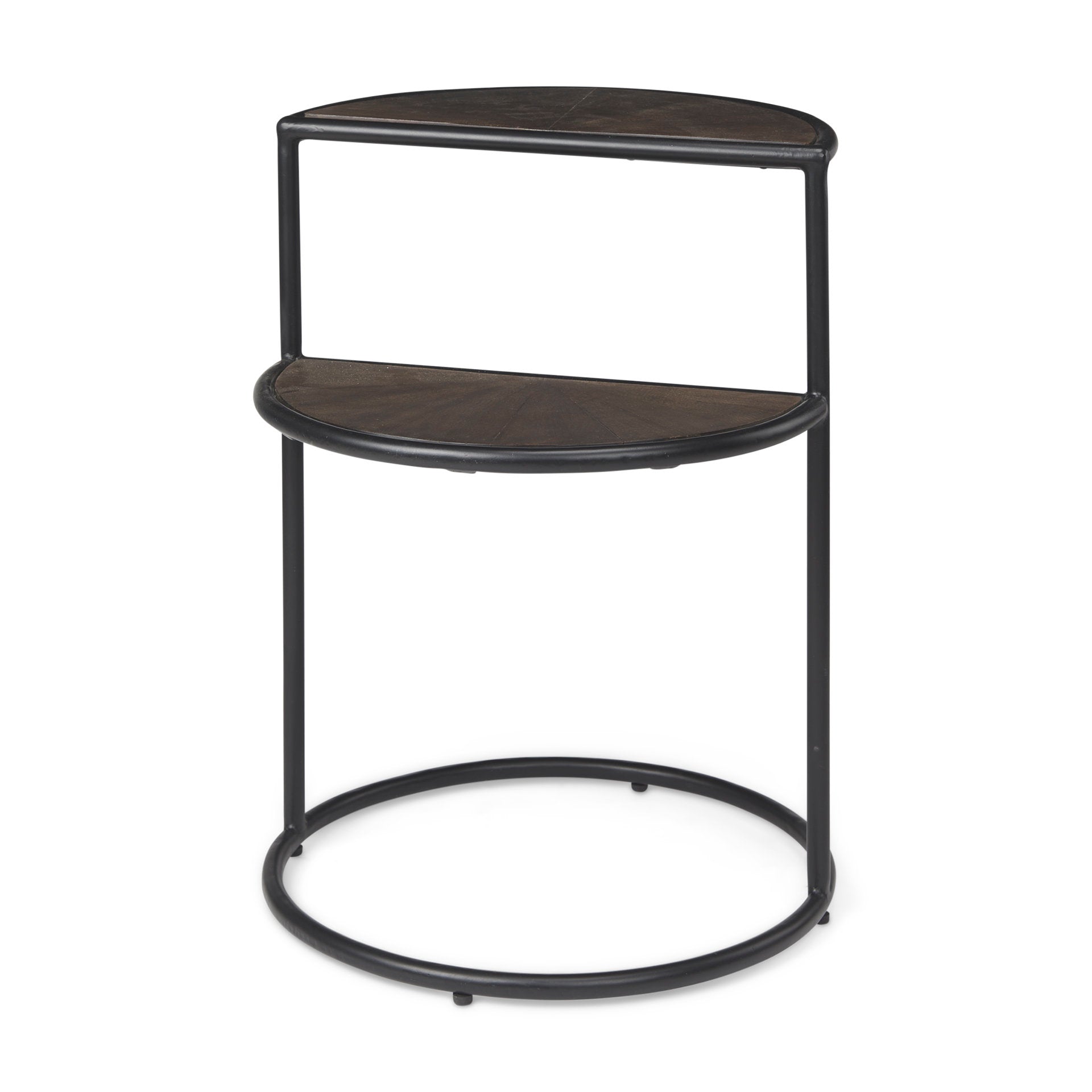 Arlo 20.5L x 20.5W x 24.4H Brown Wood W/Black Metal End Table - Central Designs