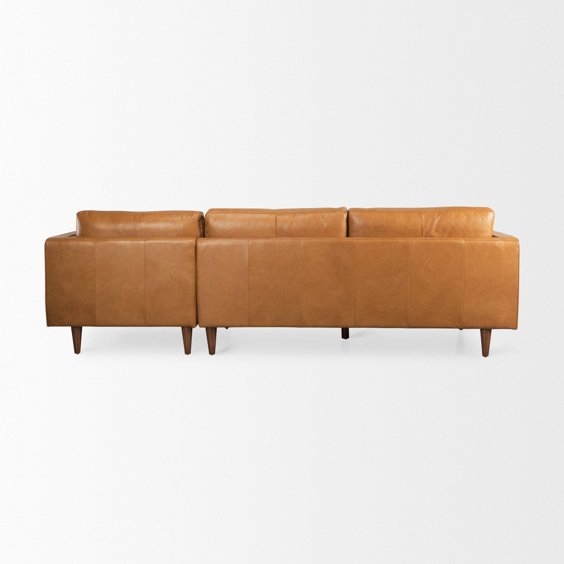 Svend 111.4L x 68.0W x 33.9H Tan Leather Right Chaise Sectional Sofa - Central Designs
