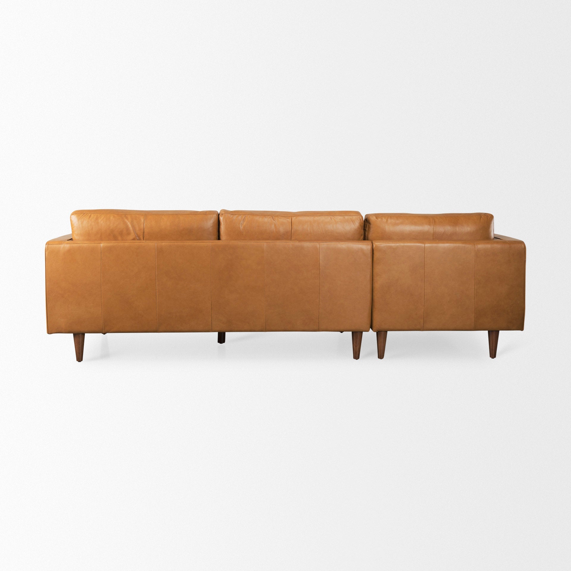 Svend 111.4L x 68.0W x 33.9H Tan Leather Left Chaise Sectional Sofa - Central Designs