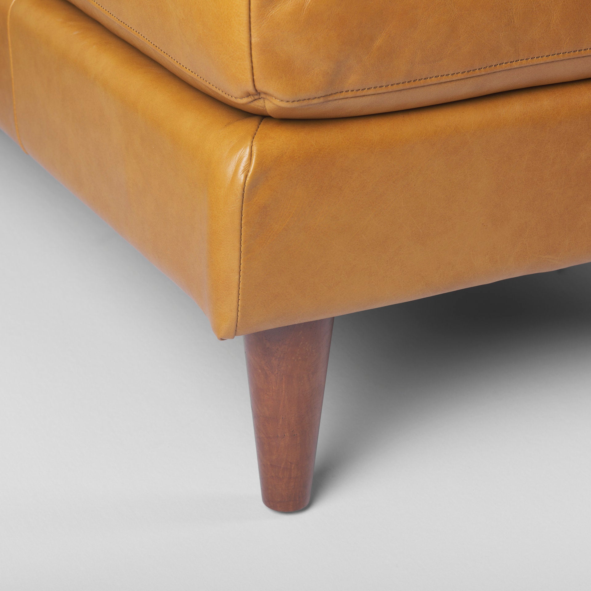 Svend 111.4L x 68.0W x 33.9H Tan Leather Left Chaise Sectional Sofa - Central Designs