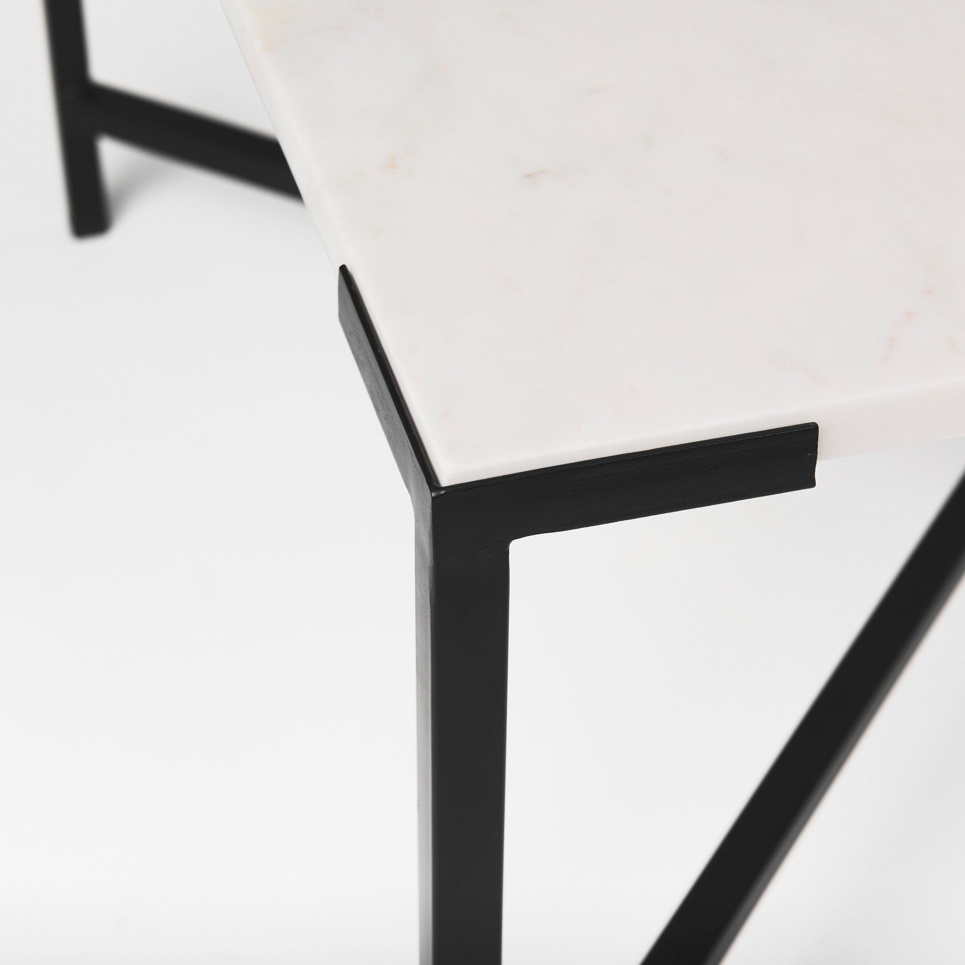 Lucas 30x30 White Marble Top Black Metal Base Coffee Table - Central Designs