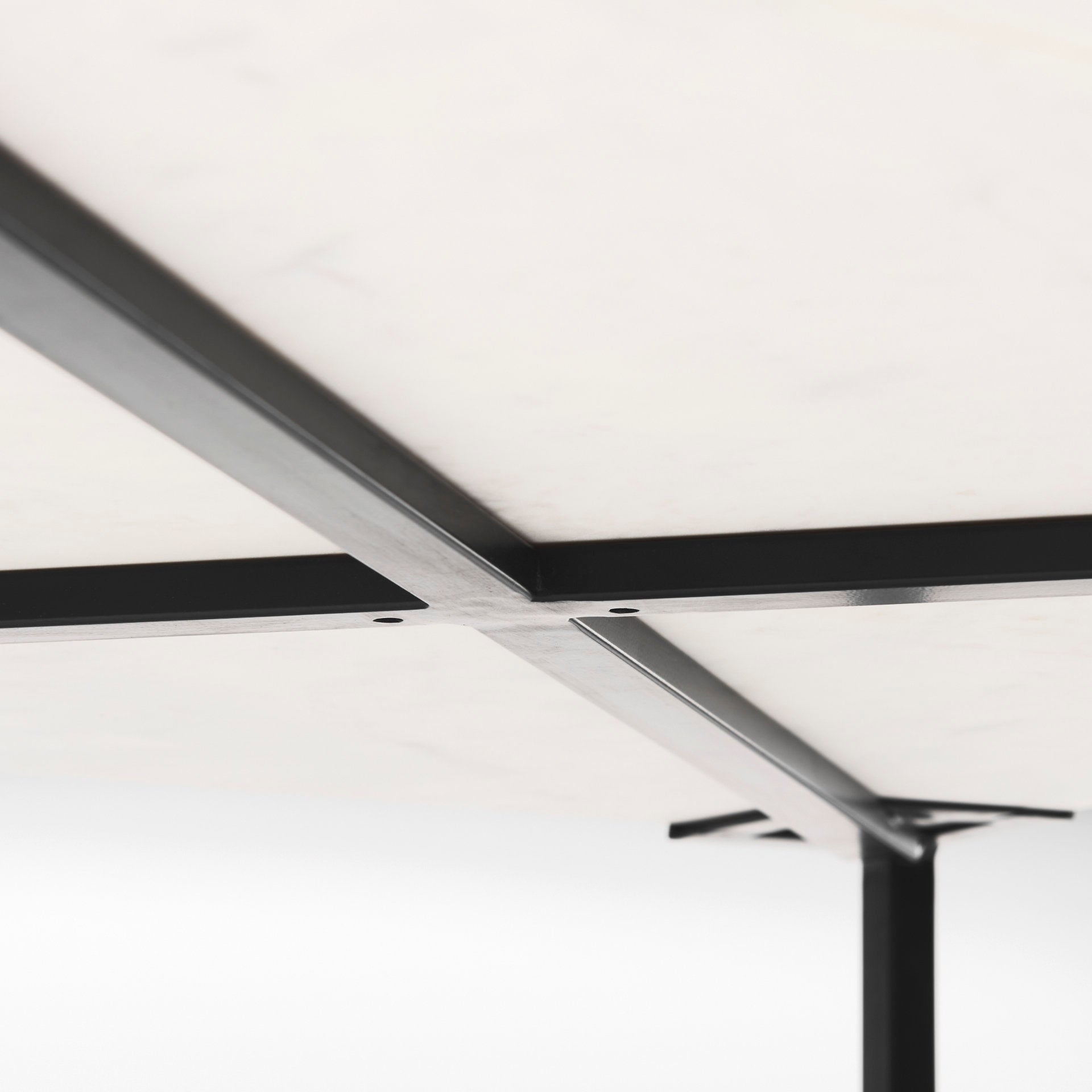 Lucas 30x30 White Marble Top Black Metal Base Coffee Table - Central Designs