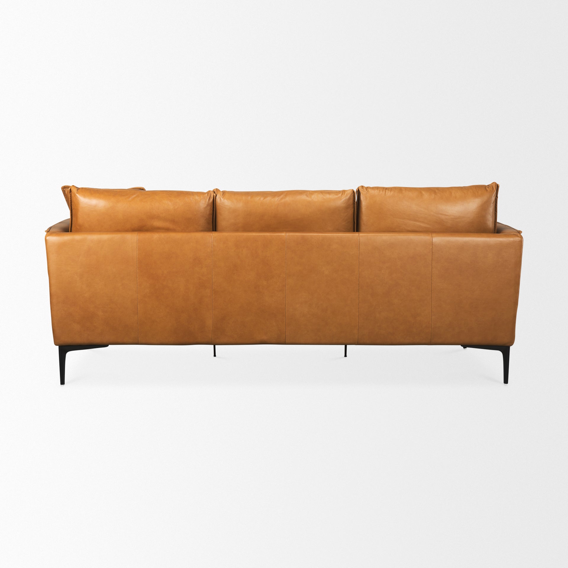 Lake Como 85.8L x 36.6W x 32.3H Tan Leather Three Seater Sofa - Central Designs