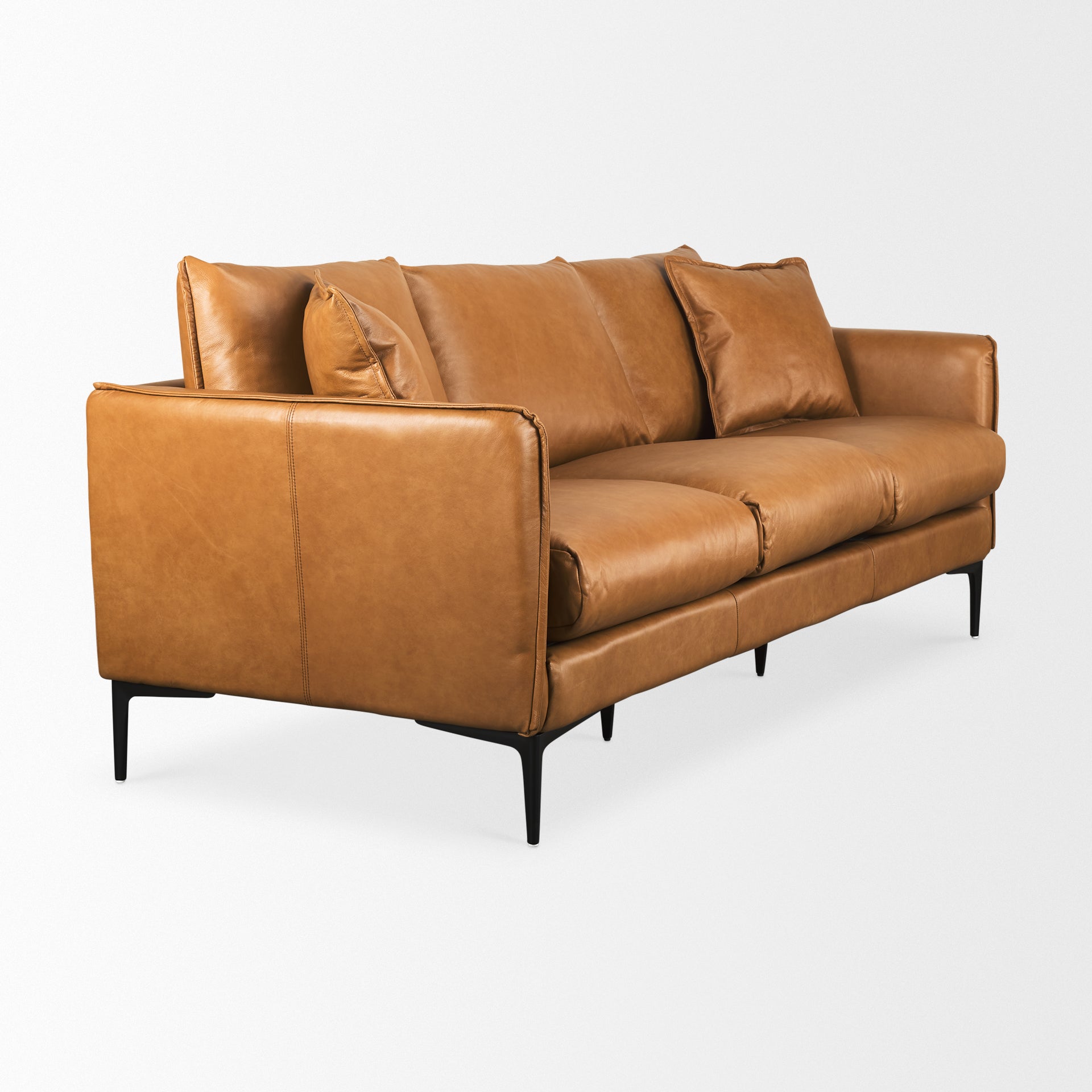 Lake Como 85.8L x 36.6W x 32.3H Tan Leather Three Seater Sofa - Central Designs